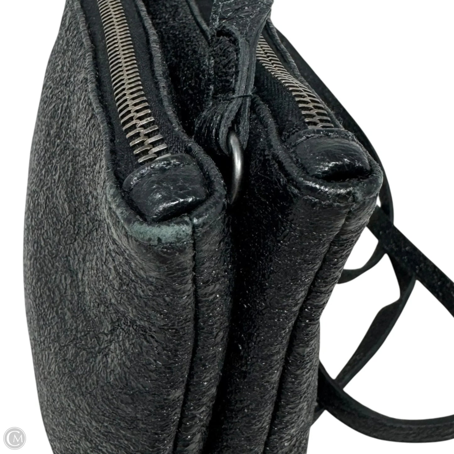 Crinkled Leather Double Zip Crossbody Leather By Eileen Fisher, Size: Medium