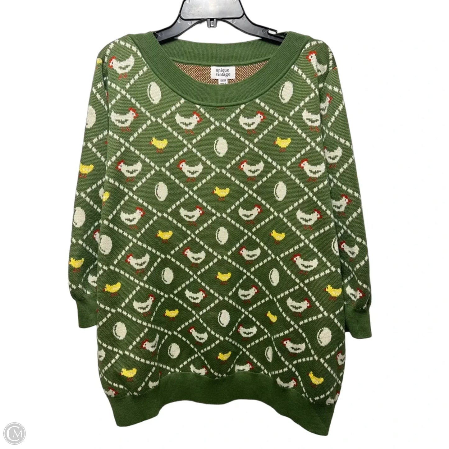 Chicken Sweater By Unique Vintage In Animal Print, Size: 5x