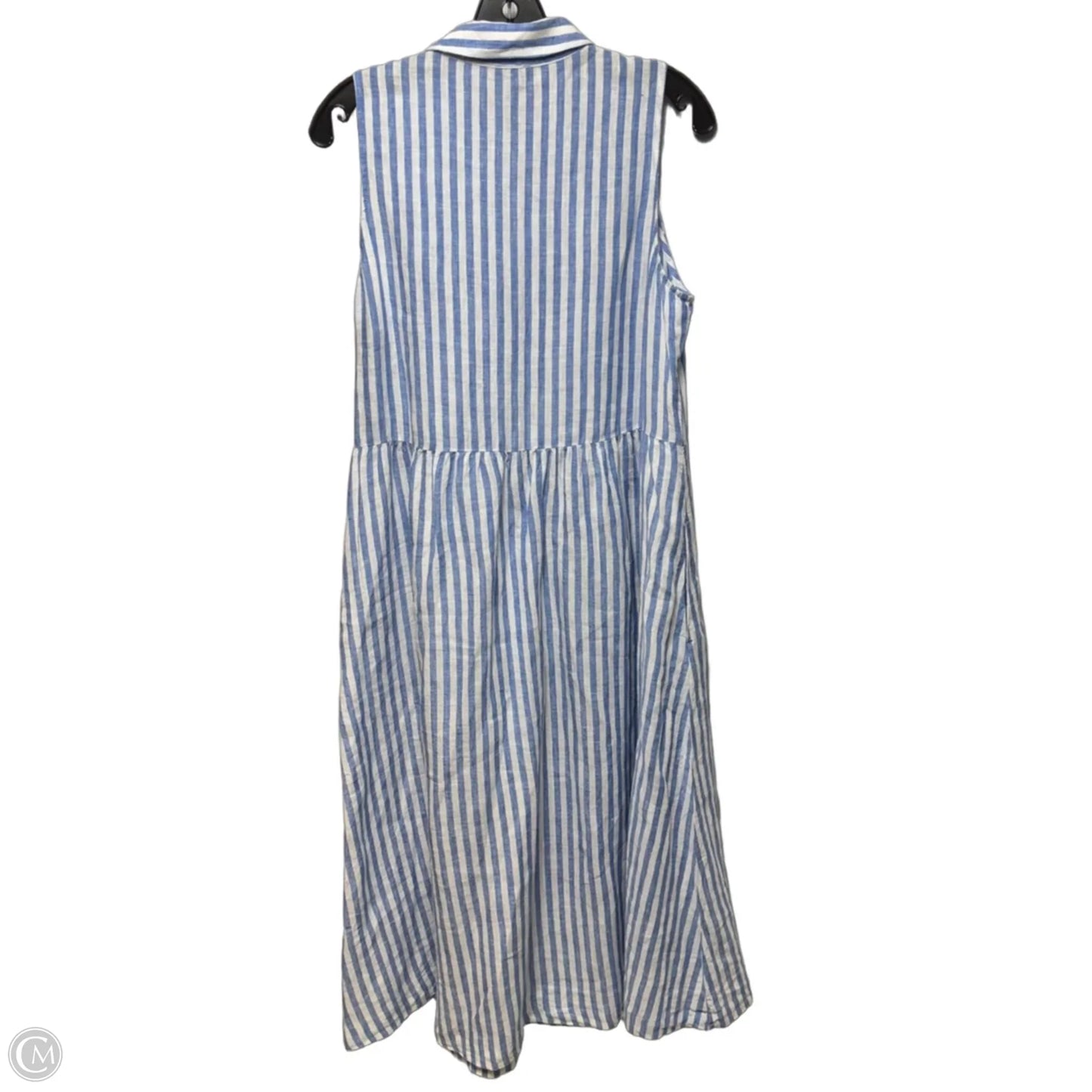 Linen Sleeveless Shirtdress By Talbots In Sailboat Stripe Pattern, Size: M