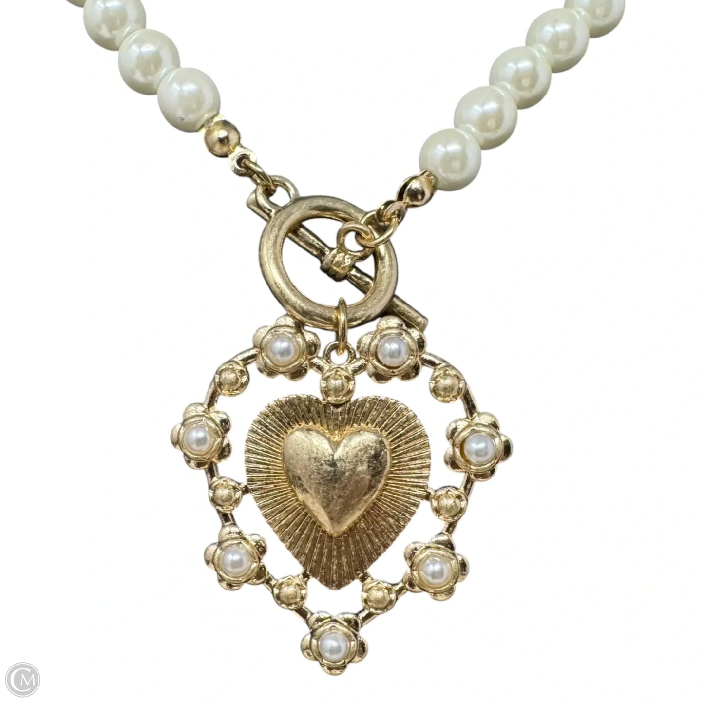 Marcy Heart Faux Pearl Pendant Necklace