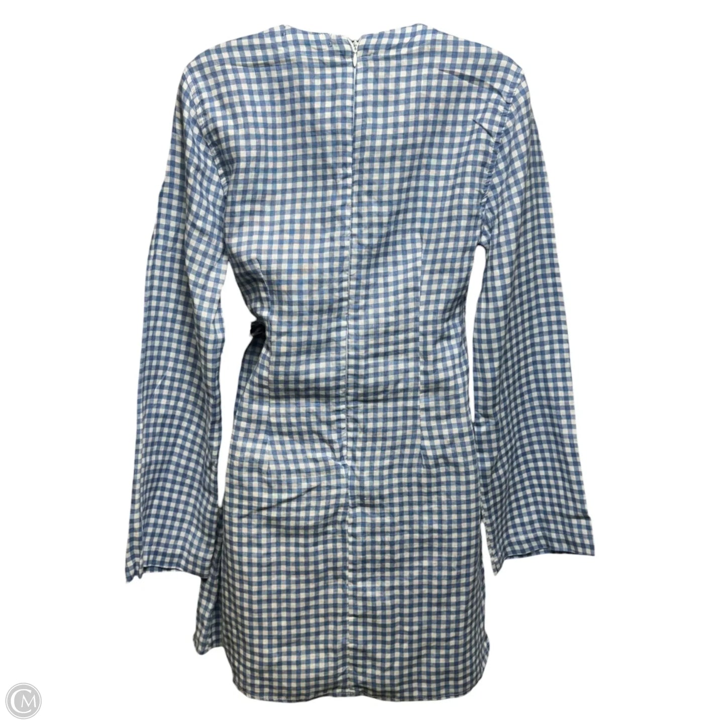 Linen Wrap Dress Casual Short By Saks Fifth Avenue In Checkered Pattern, Size: S