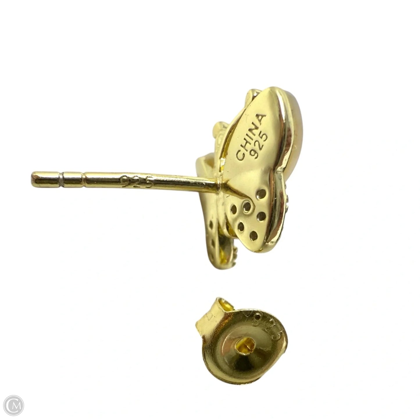 Gold Over Sterling Silver, Mother Of Pearl & Pavé Butterly Stud Earrings Other By Cmc