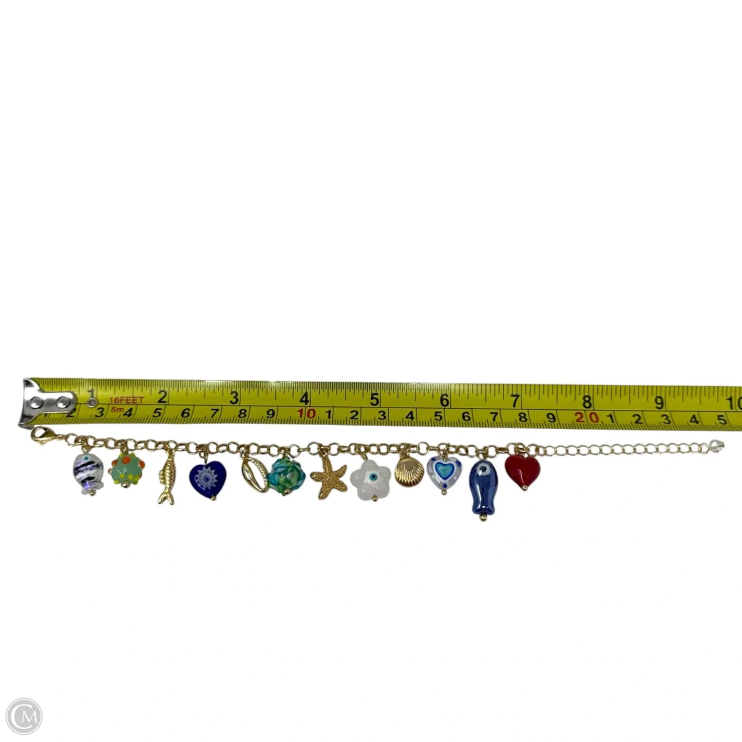 Sea Life & Heart Glass Charm Bracelet By House Of Harlow 1960