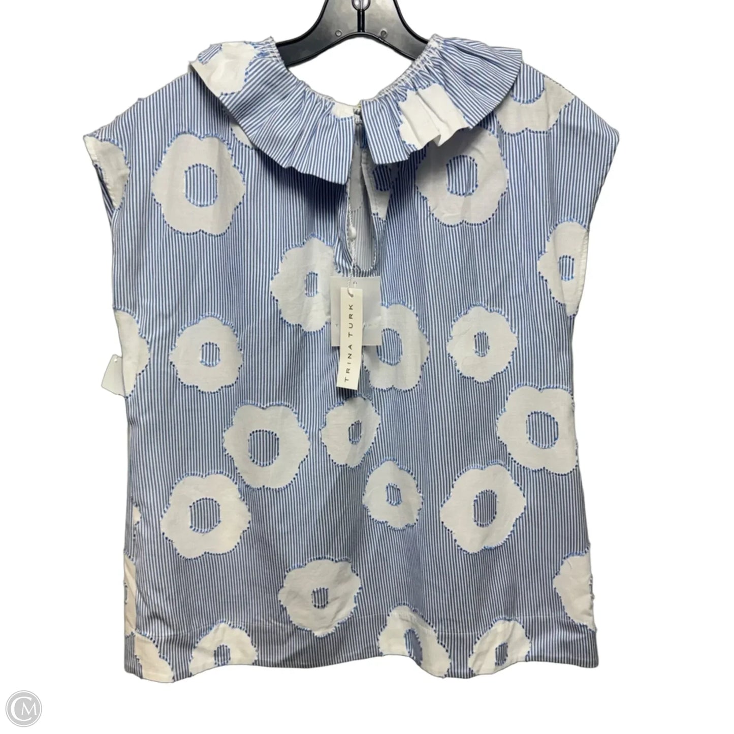 Top Sleeveless By Trina Turk In Blue & White, Size: M