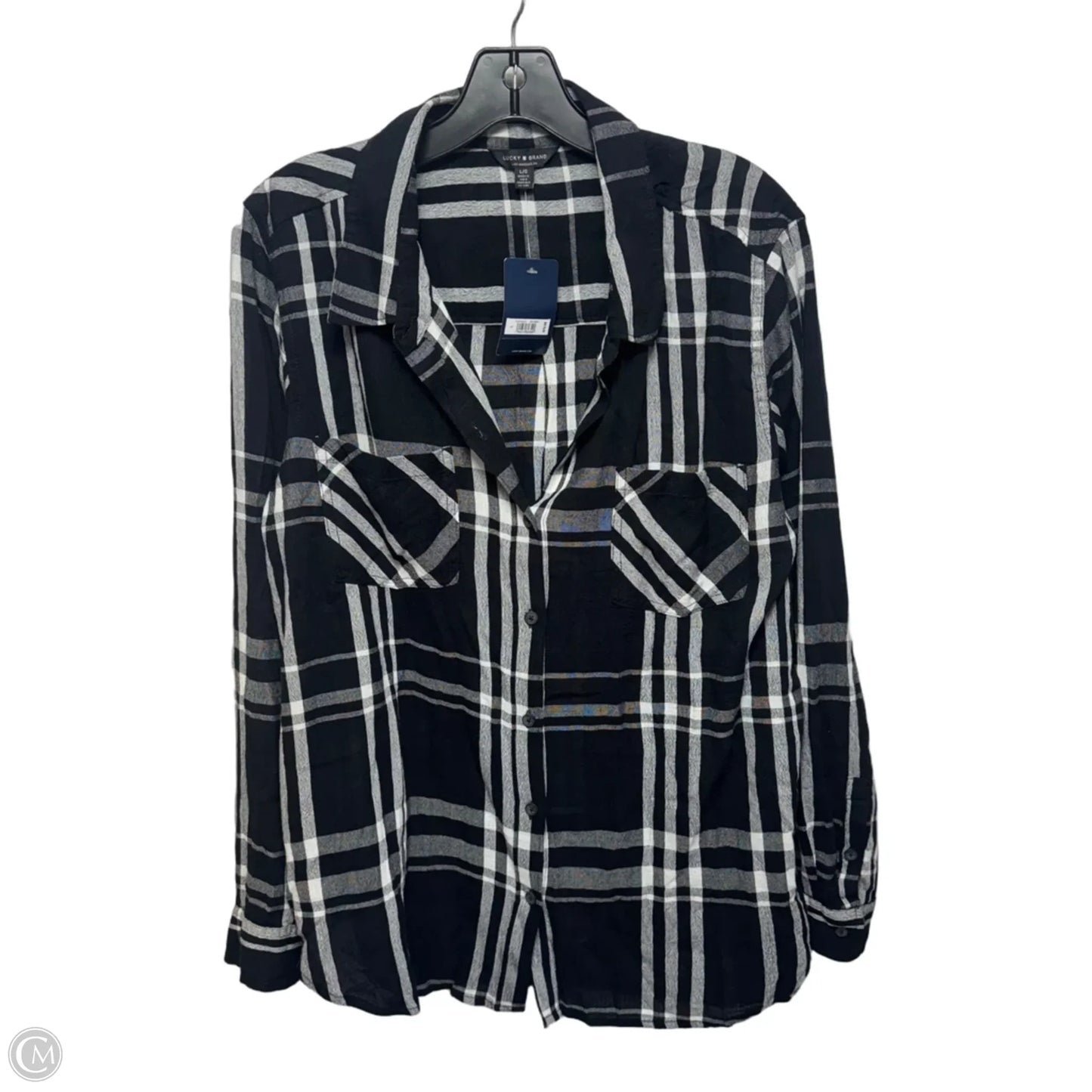 Top Long Sleeve By Lucky Brand In Plaid Pattern, Size: L