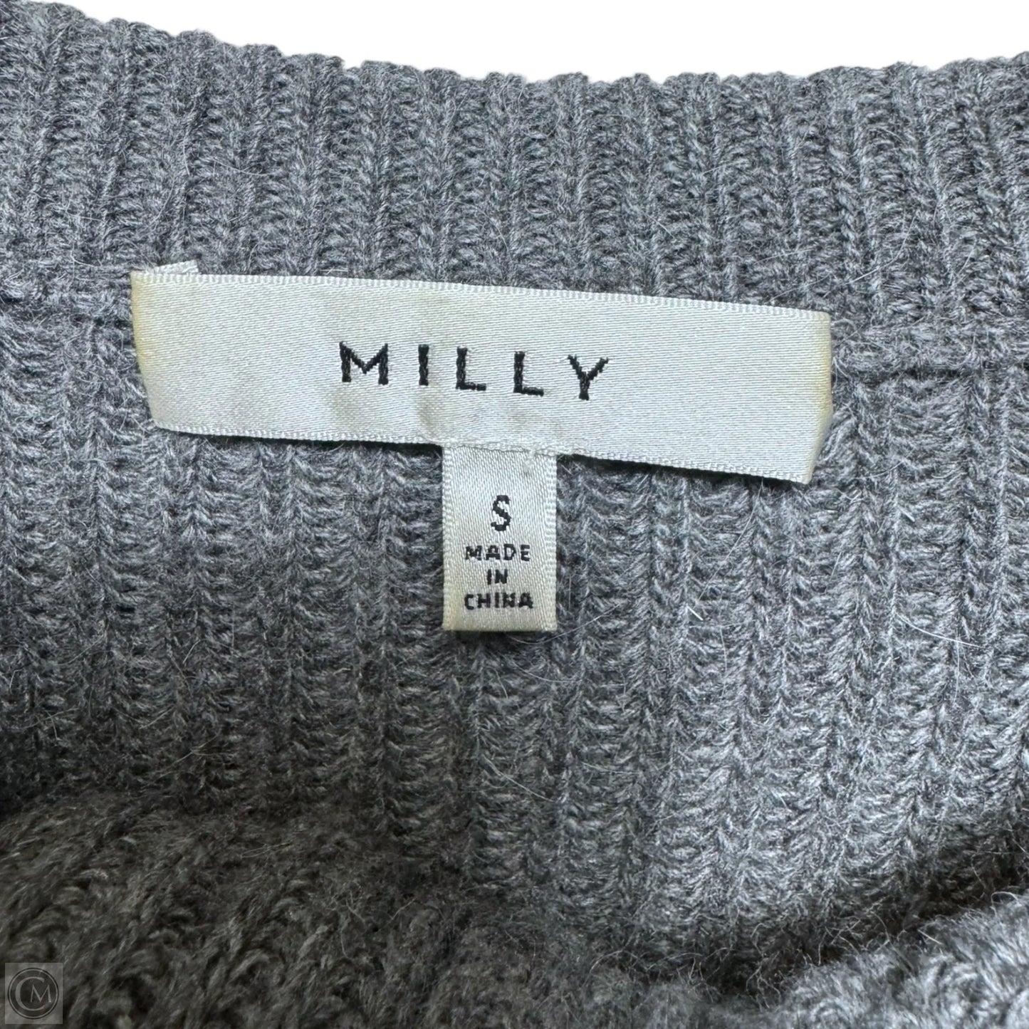 Cashmere Blend Leather Sleeve Sweater Designer By Milly In Grey, Size: S