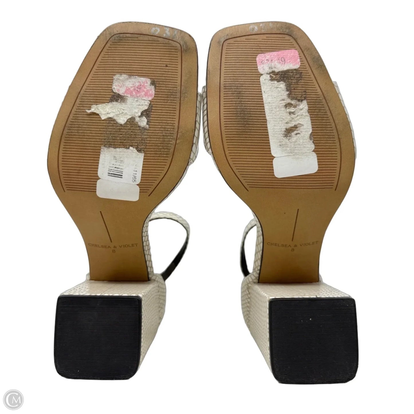 Tara Block Heel Sandals By Chelsea And Violet In Tan & White, Size: 8
