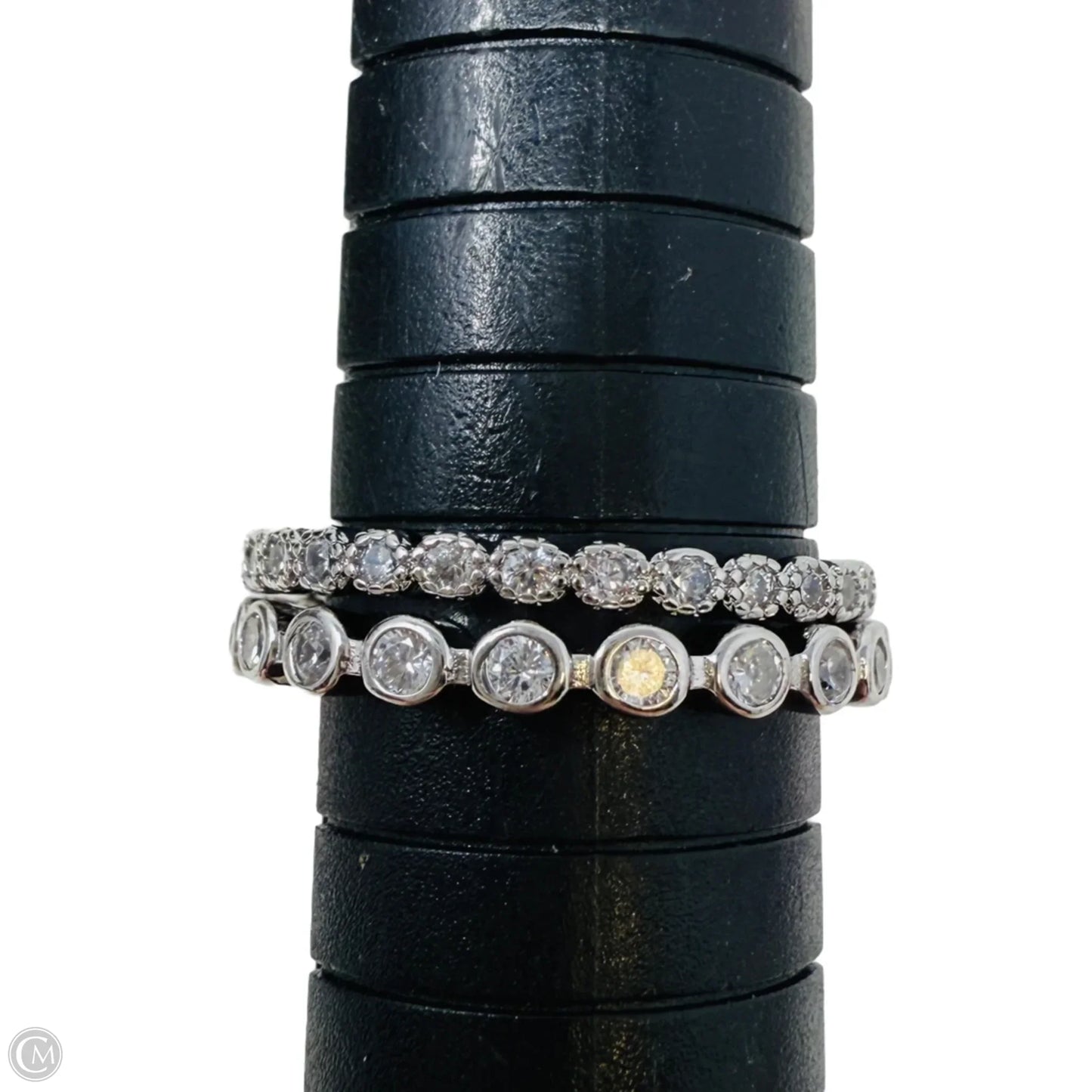 Sterling Silver & CZ Stacked Eternity Band Rings Set, Size: 8