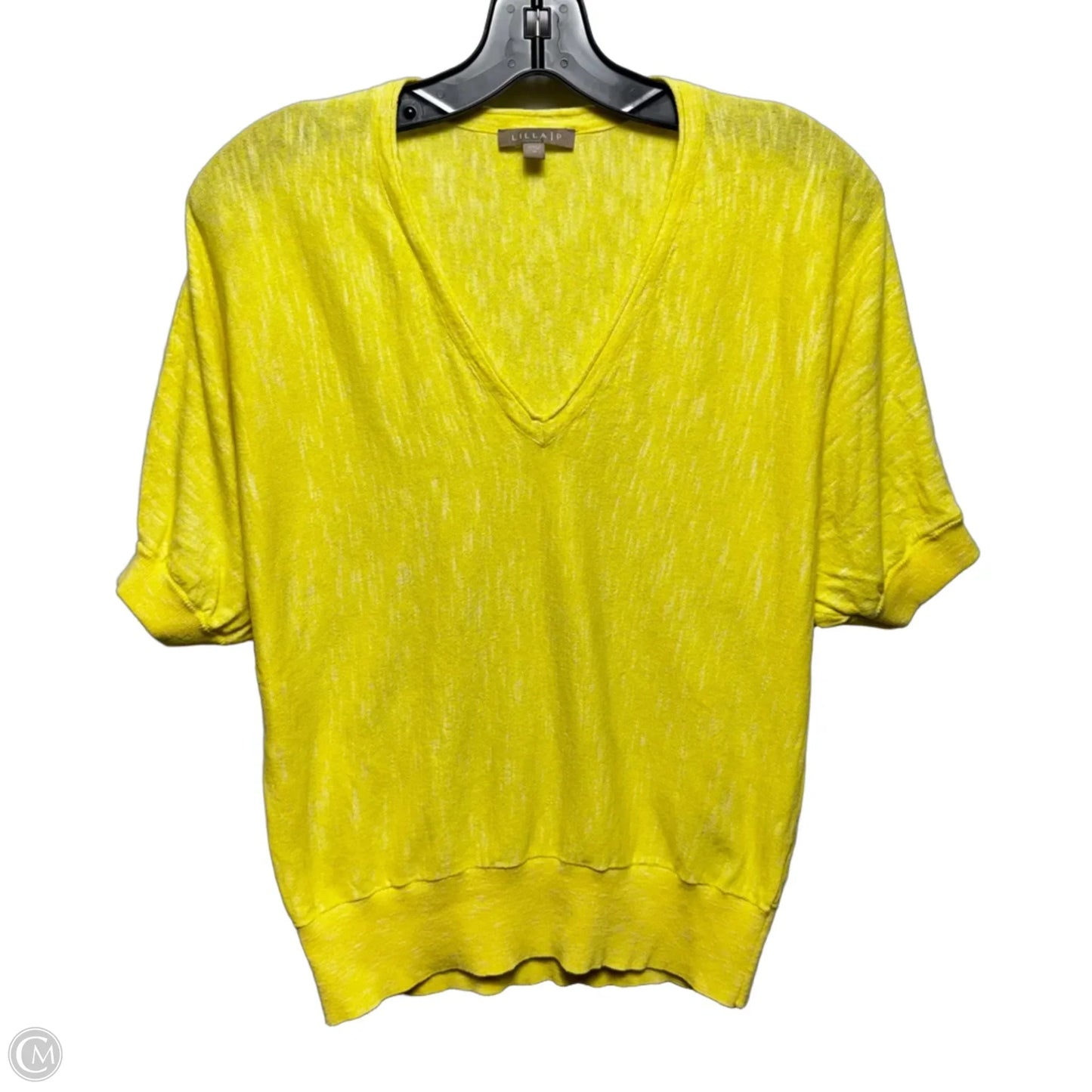 Cotton Knit Top Short Sleeve By Lilla P In Yellow, Size: M