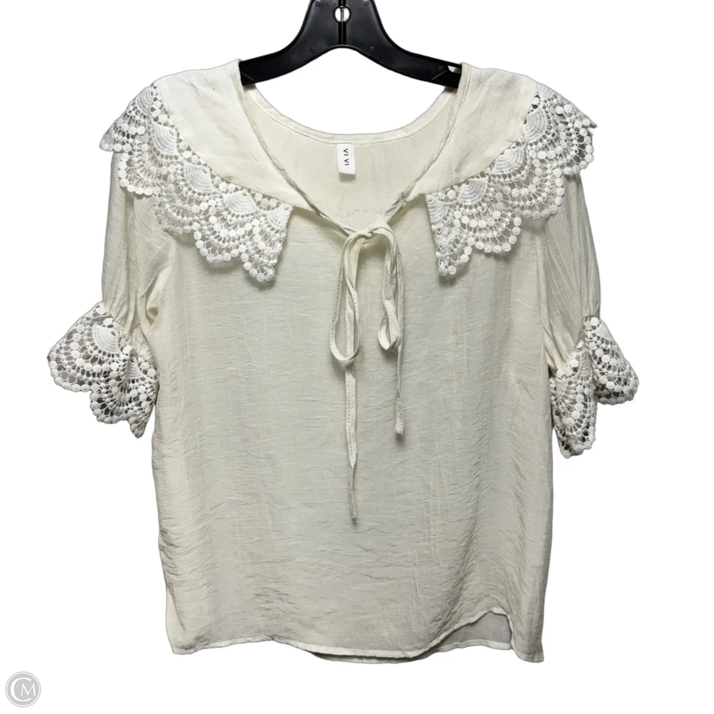Top Short Sleeve By Vi Vi In Cream, Size: M