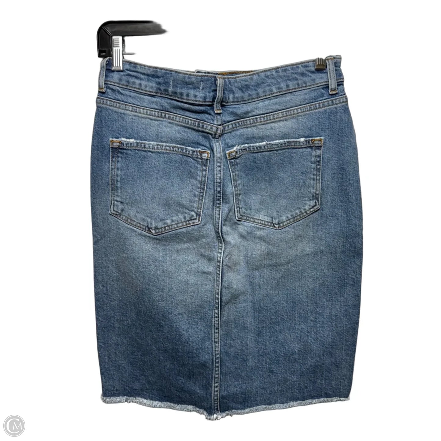 Distressed Front Slit Skirt Midi By Pilcro In Blue Denim, Size: 4