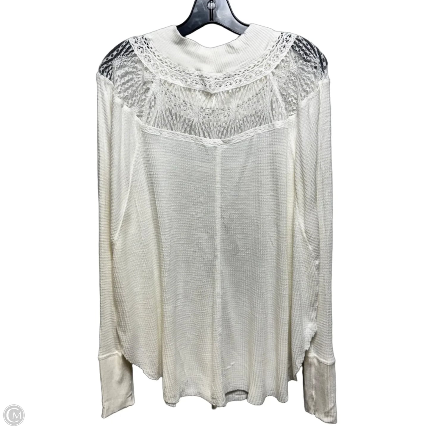 Lace Trim Top Long Sleeve By Free People In Cream, Size: S