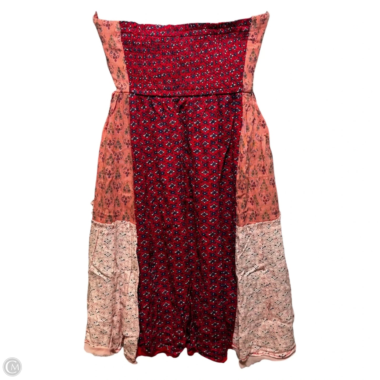 Strapless Patchwork Dress Casual Short By Free People In Floral Print, Size: Xs