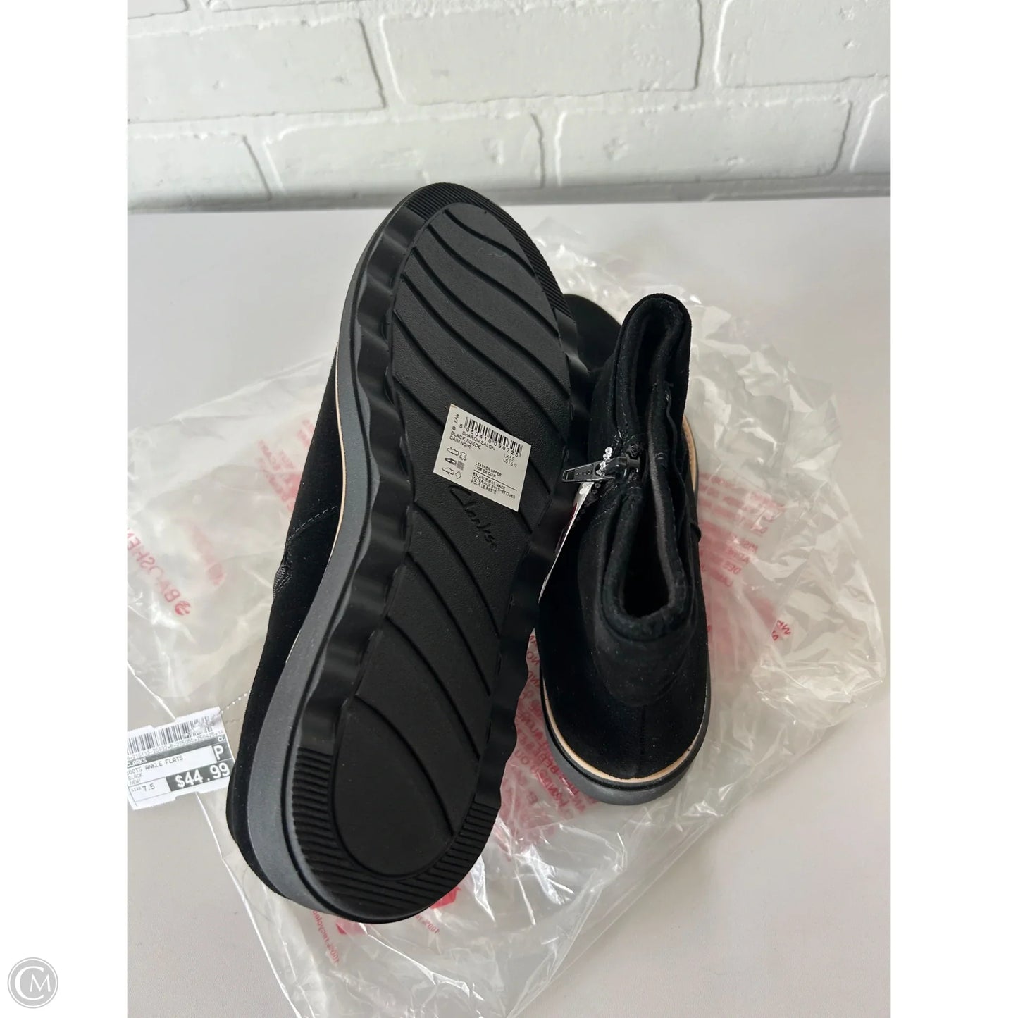 Boots Ankle Flats By Clarks In Black, Size: 7.5