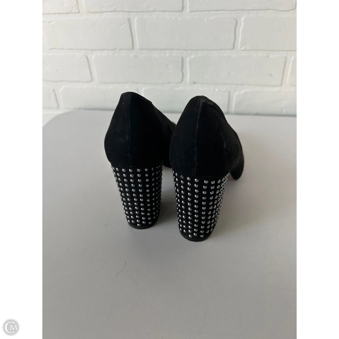 Shoes Heels Block By Jessica Simpson In Black & Silver, Size: 8.5