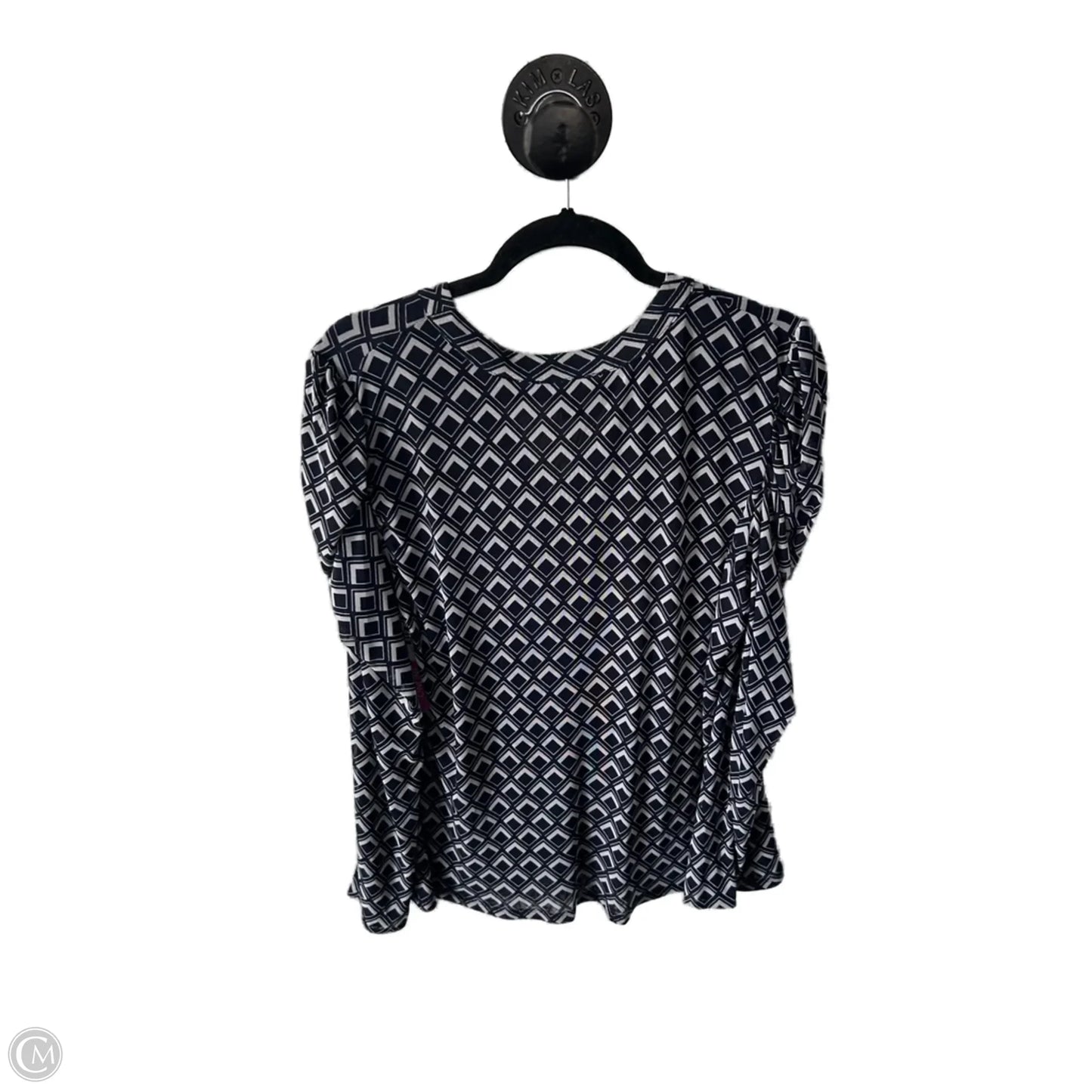 Top Long Sleeve By Halogen In Blue & White, Size: 2x