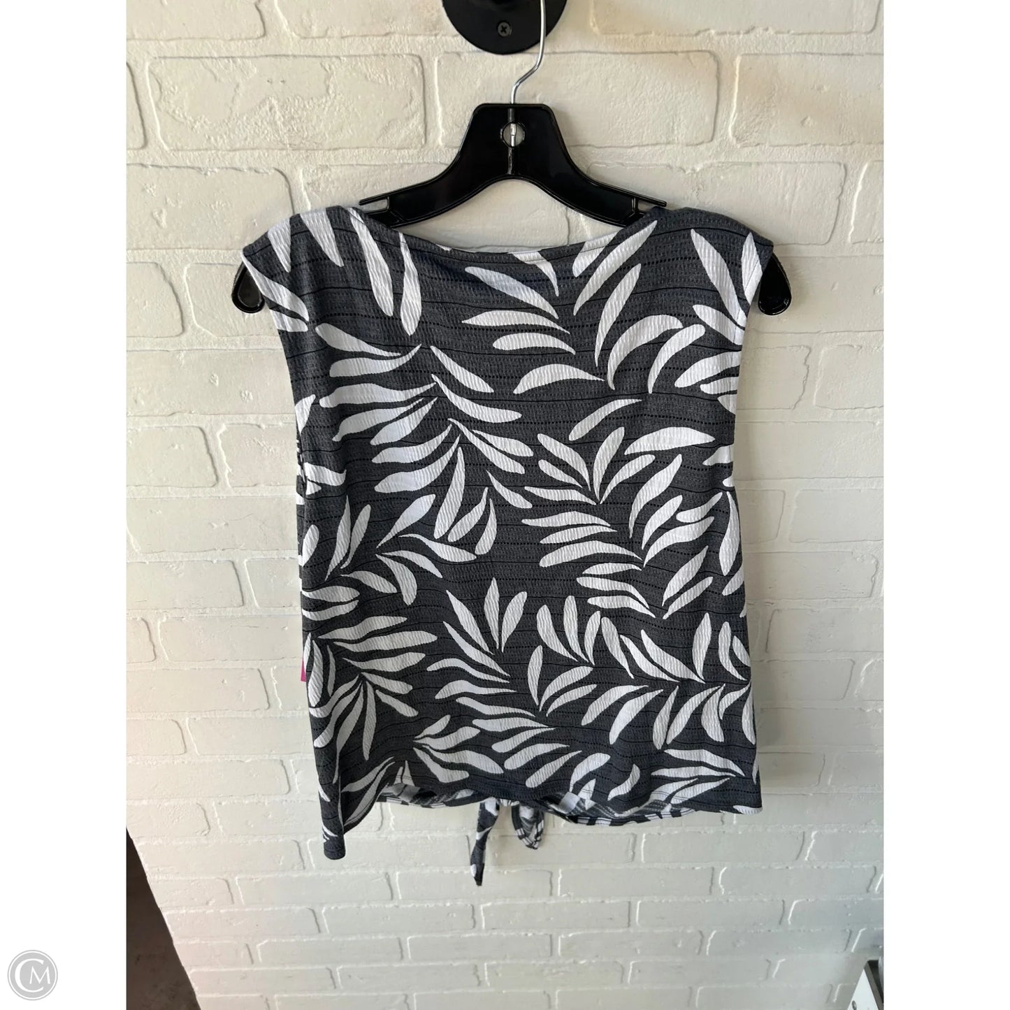 Top Sleeveless By Loft In Grey & White, Size: Xl