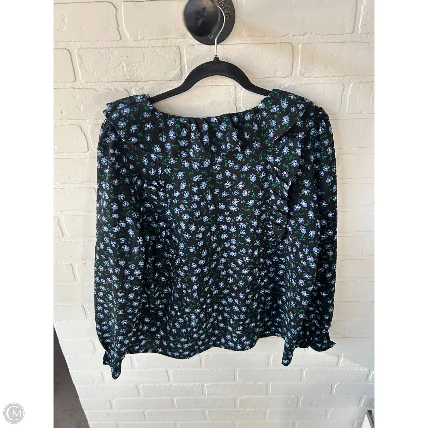 Top Long Sleeve By Loft In Black & Blue, Size: L