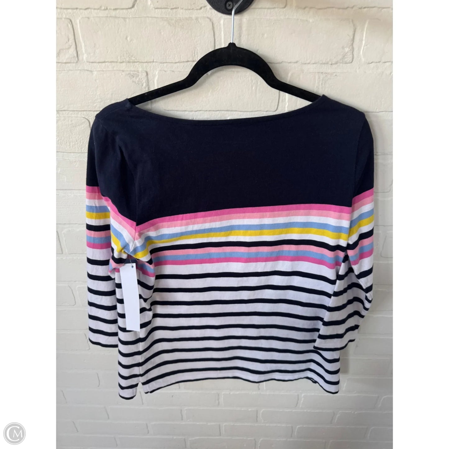 Top Long Sleeve By Talbots In Blue & White, Size: M