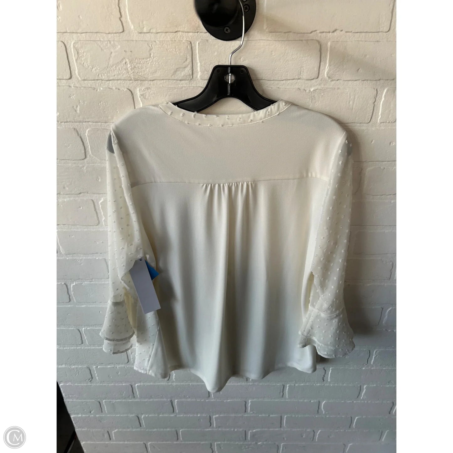 Blouse 3/4 Sleeve By Charter Club In Ivory, Size: Mp