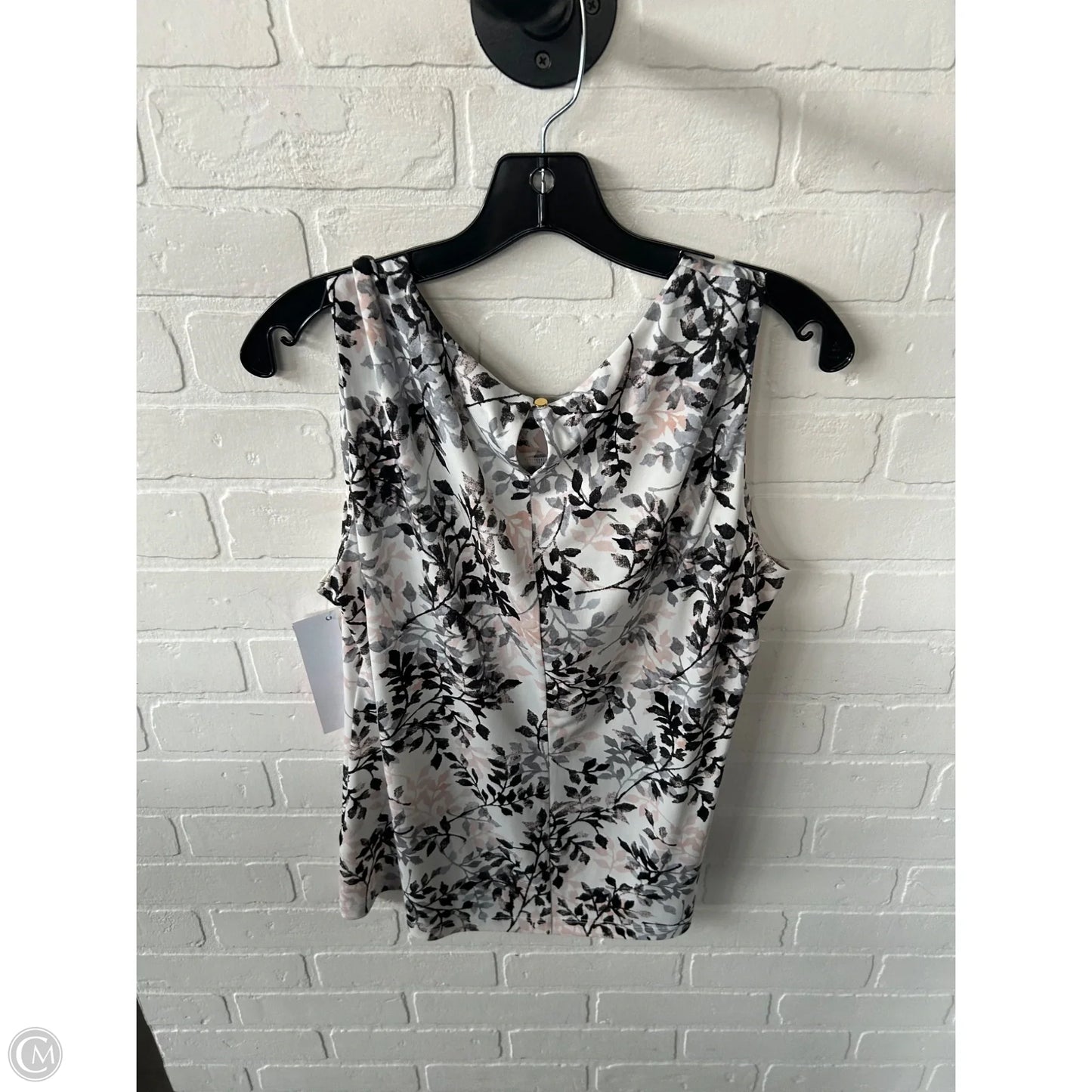 Top Sleeveless By Calvin Klein In Grey & White, Size: Xl