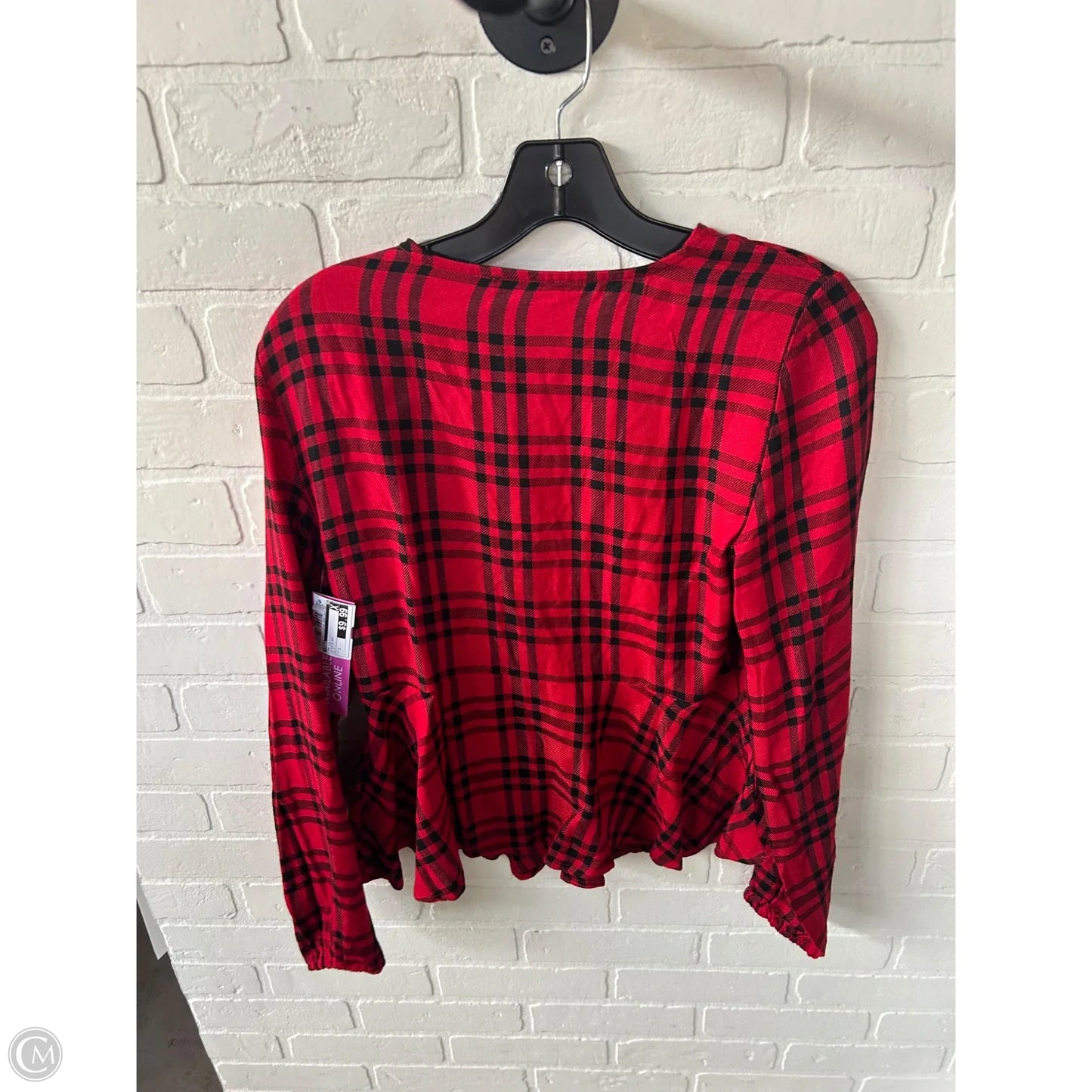 Top Long Sleeve By Venus In Black & Red, Size: S