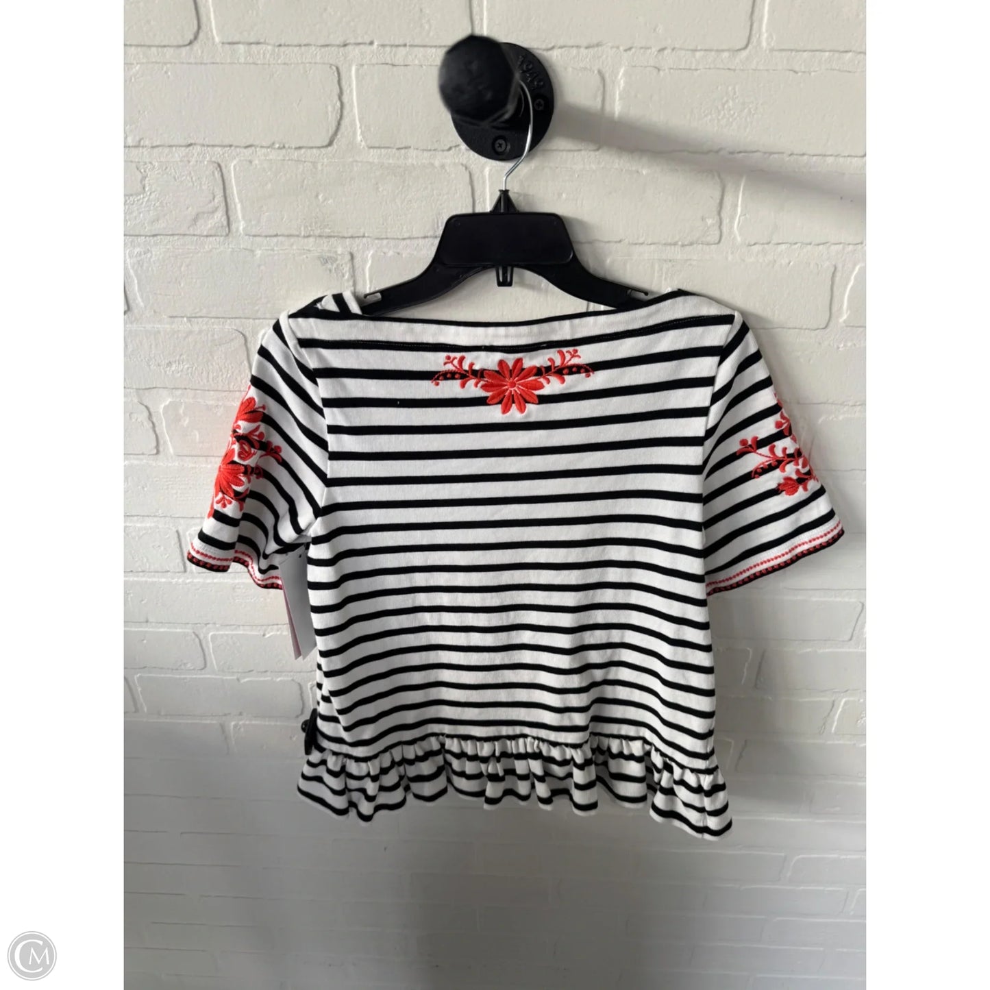 Top Short Sleeve Designer By Kate Spade In Black & Orange, Size: M