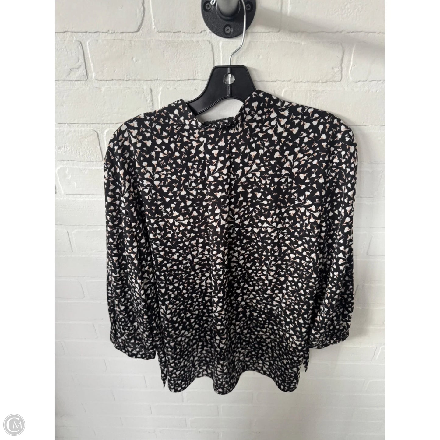 Blouse Long Sleeve By Investments In Black & Cream, Size: L