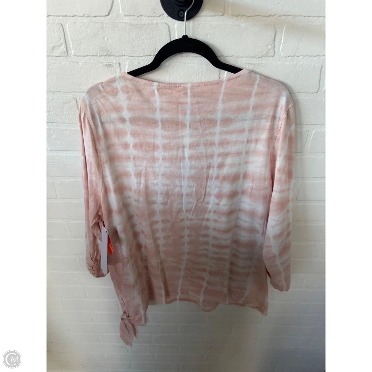 Top 3/4 Sleeve By Chicos In Orange & White, Size: Xxl