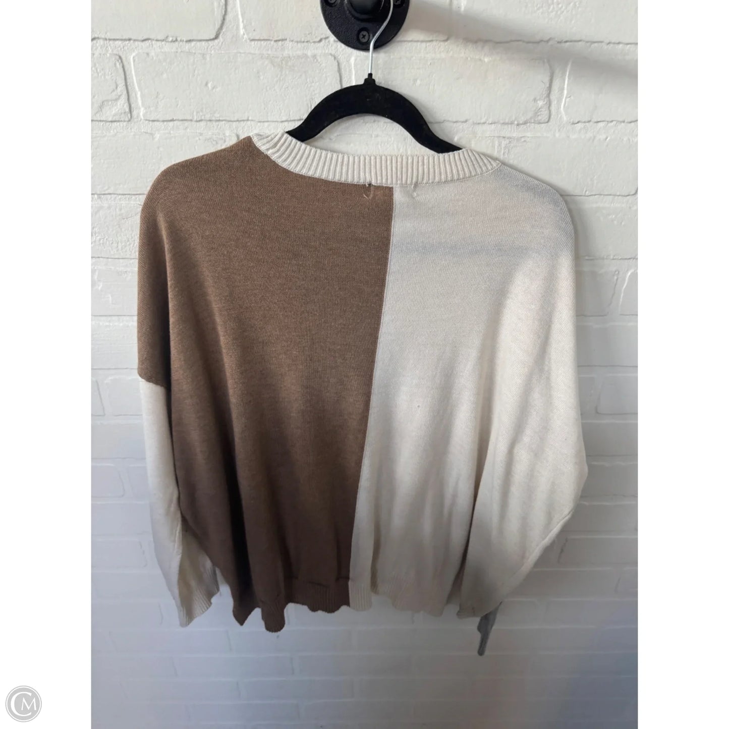 Sweater By Blu Pepper In Brown & Cream, Size: M