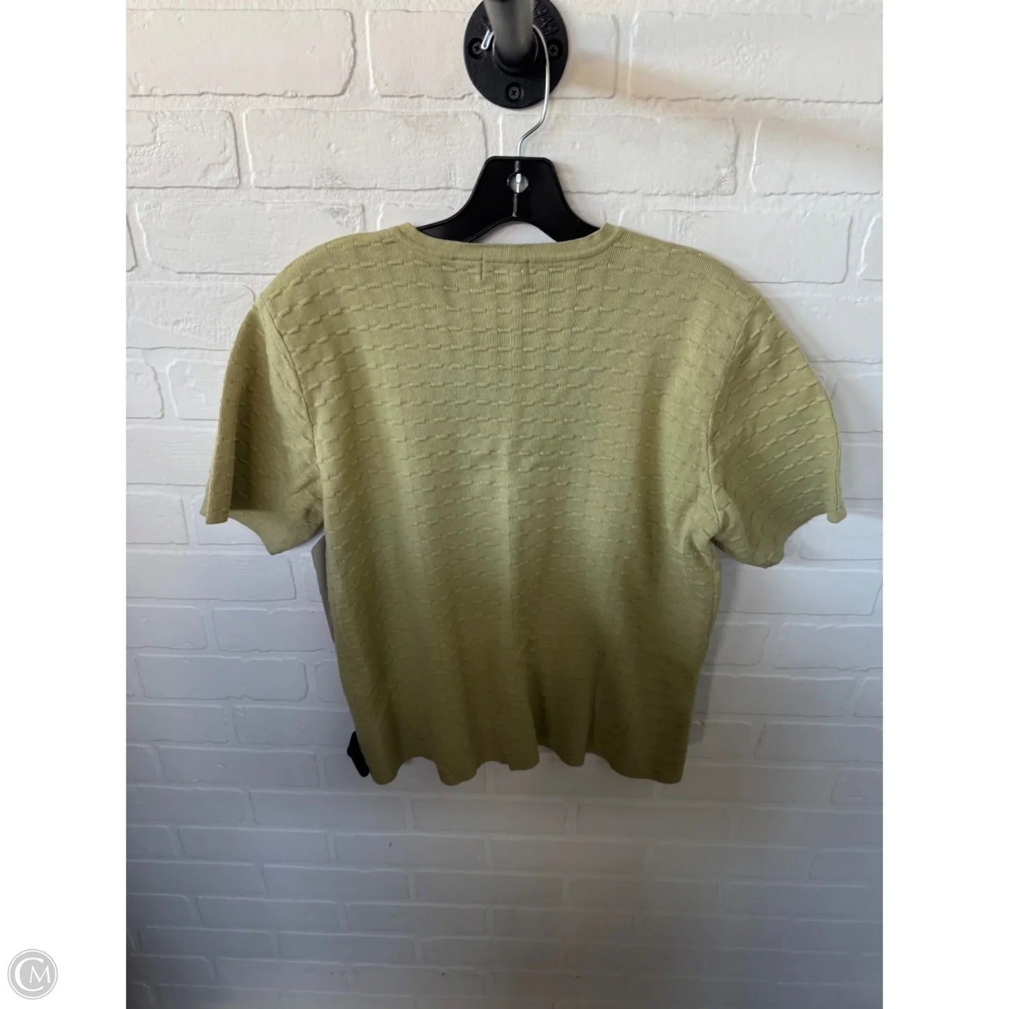 Sweater Cardigan By Liz Claiborne In Chartreuse, Size: L