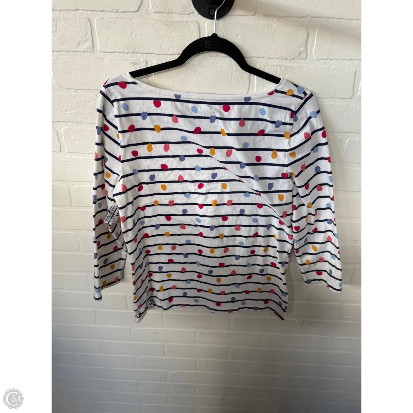 Top 3/4 Sleeve By Talbots In Blue & White, Size: M