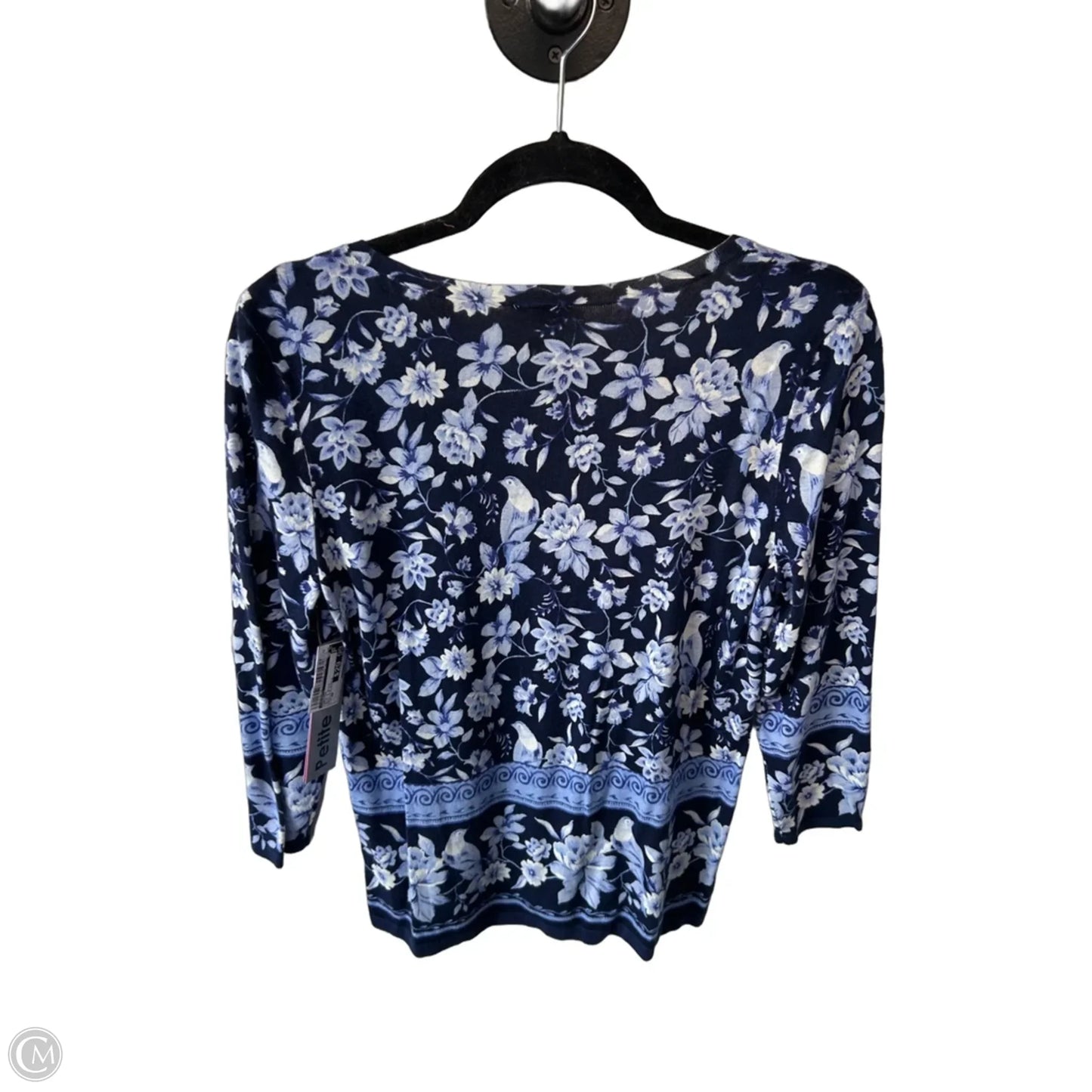 Sweater By Talbots In Blue & White, Size: Mp