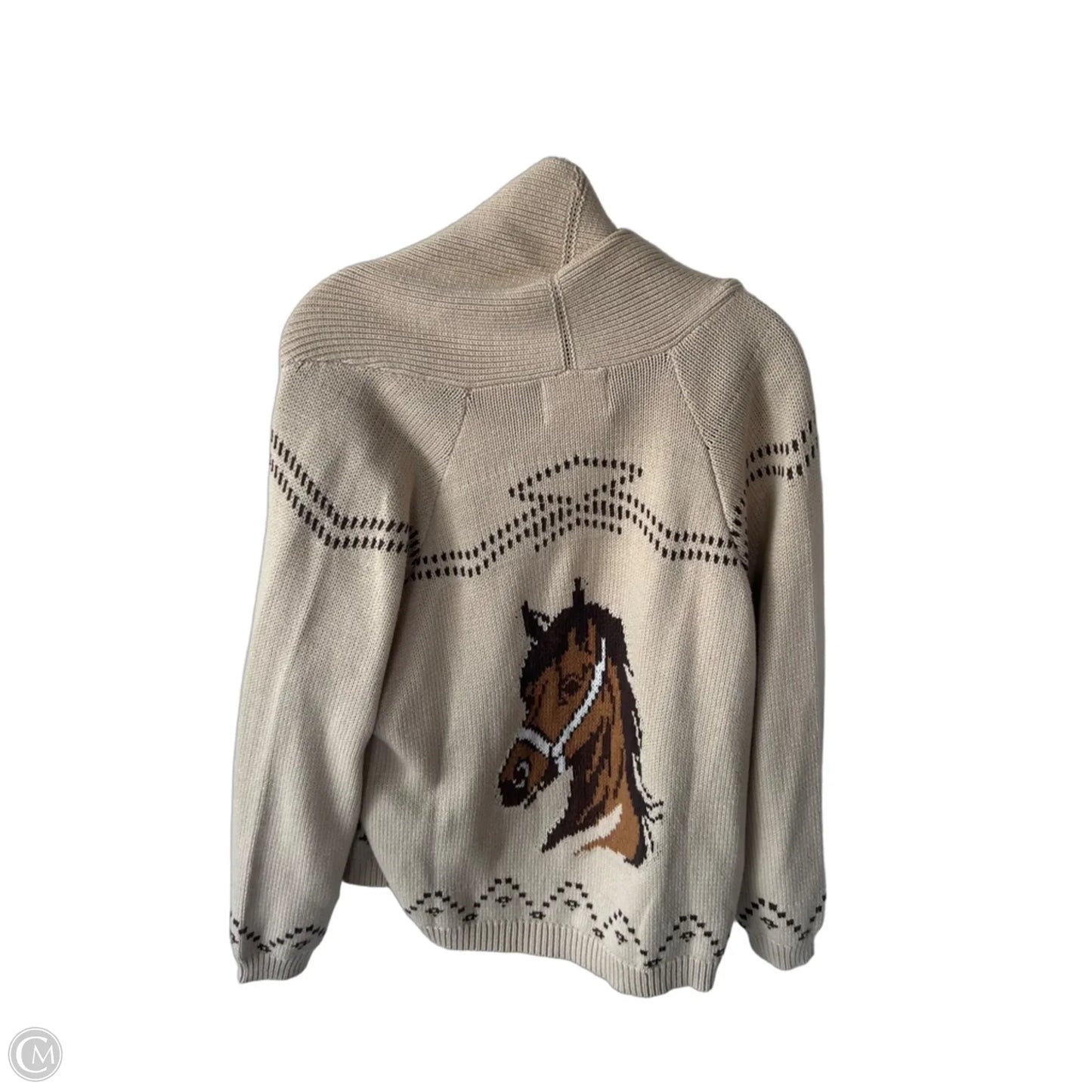 Sweater Cardigan By Joa In Brown & Tan, Size: L