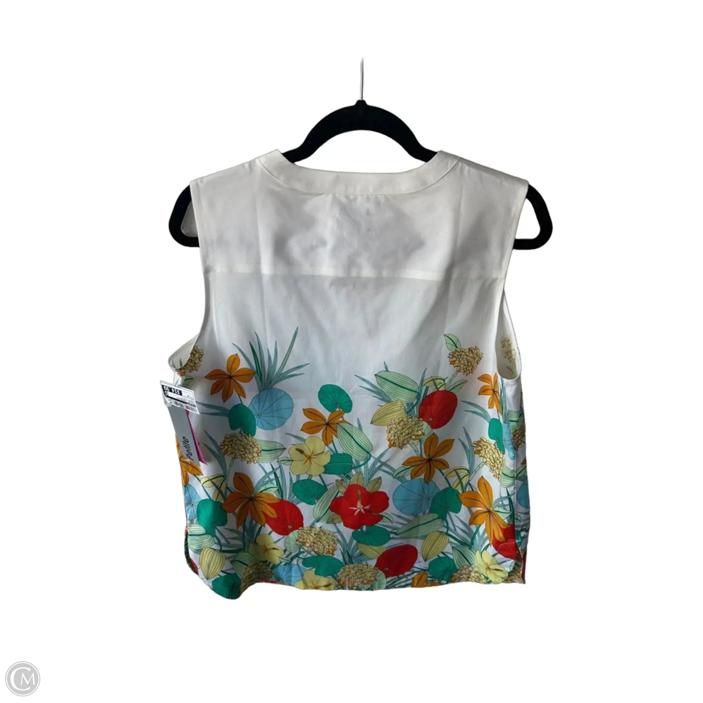 Blouse Sleeveless By Talbots In Orange & White, Size: Lp