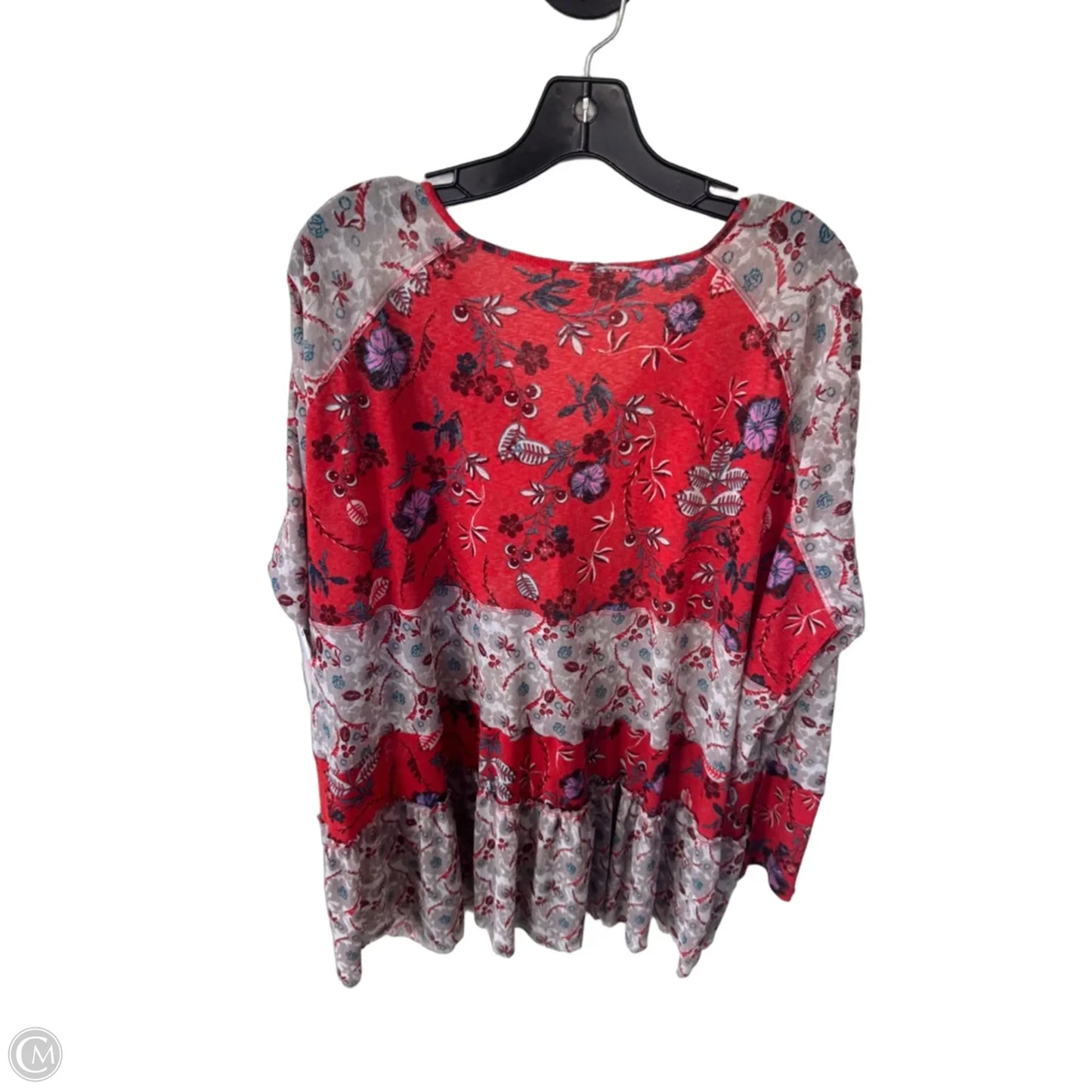 Blouse Long Sleeve By Free People In Red & Tan, Size: L