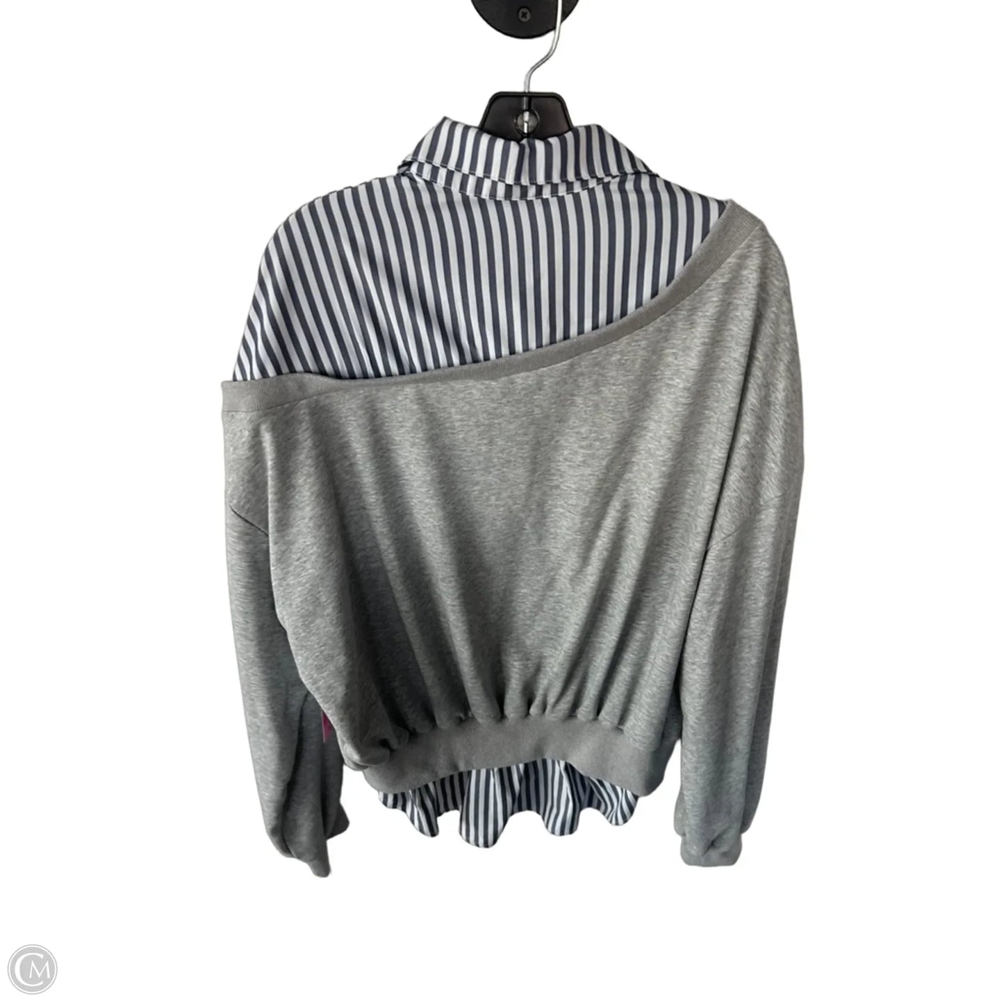 Top Long Sleeve By Micas In Grey & White, Size: M
