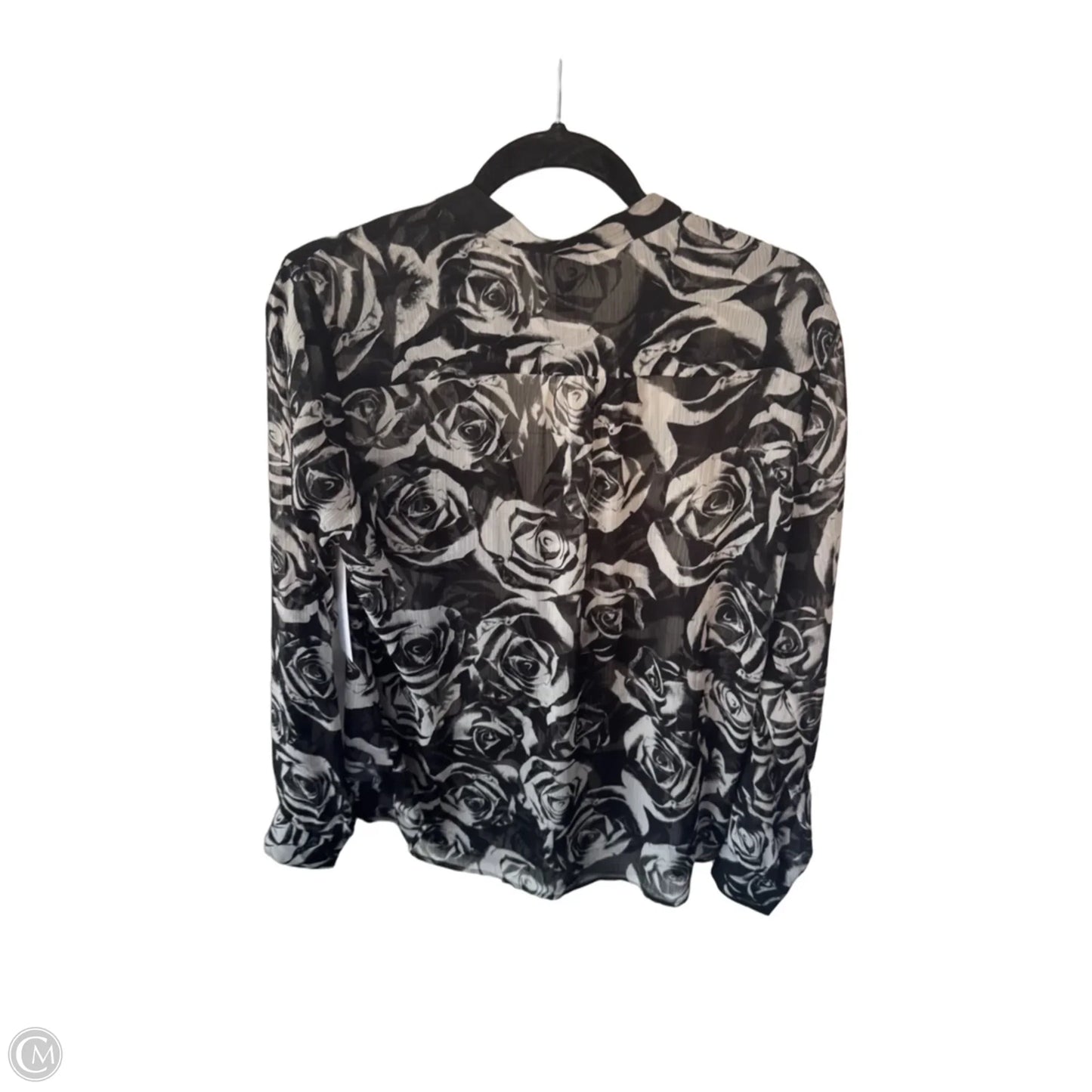Blouse Long Sleeve By Kut In Black & White, Size: L