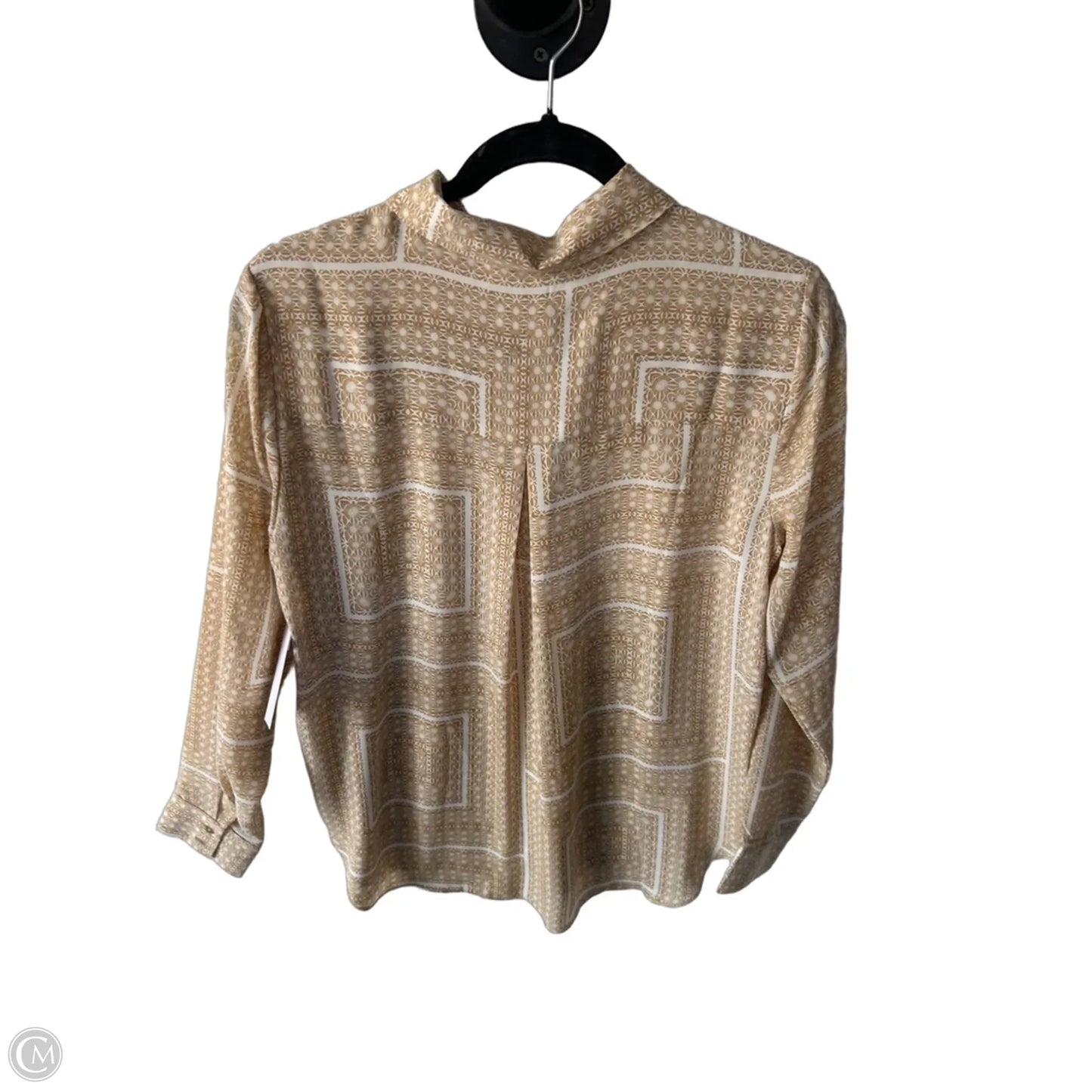 Blouse Long Sleeve By Rose And Olive In Tan & White, Size: M