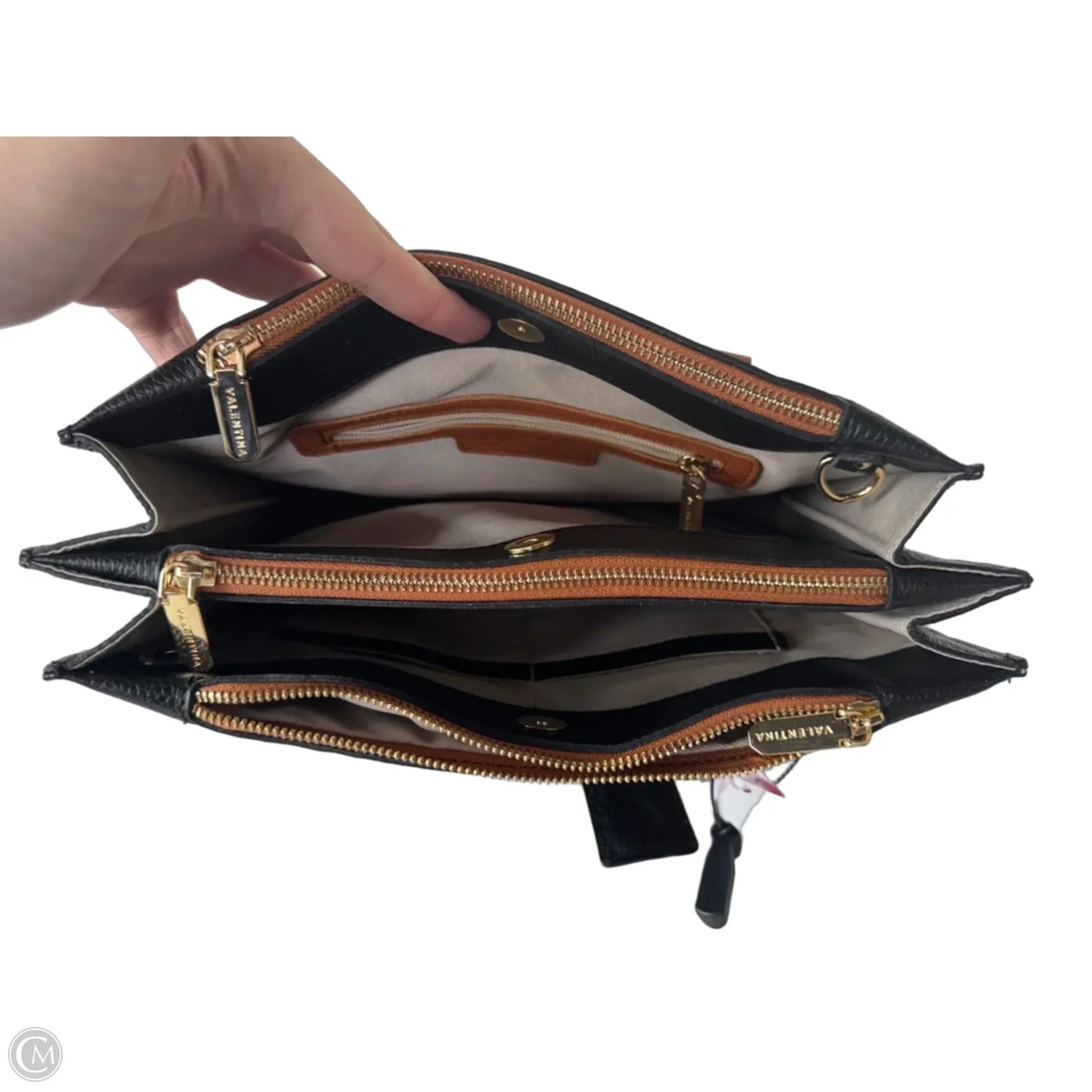 Tote Leather By Valentina, Size: Medium