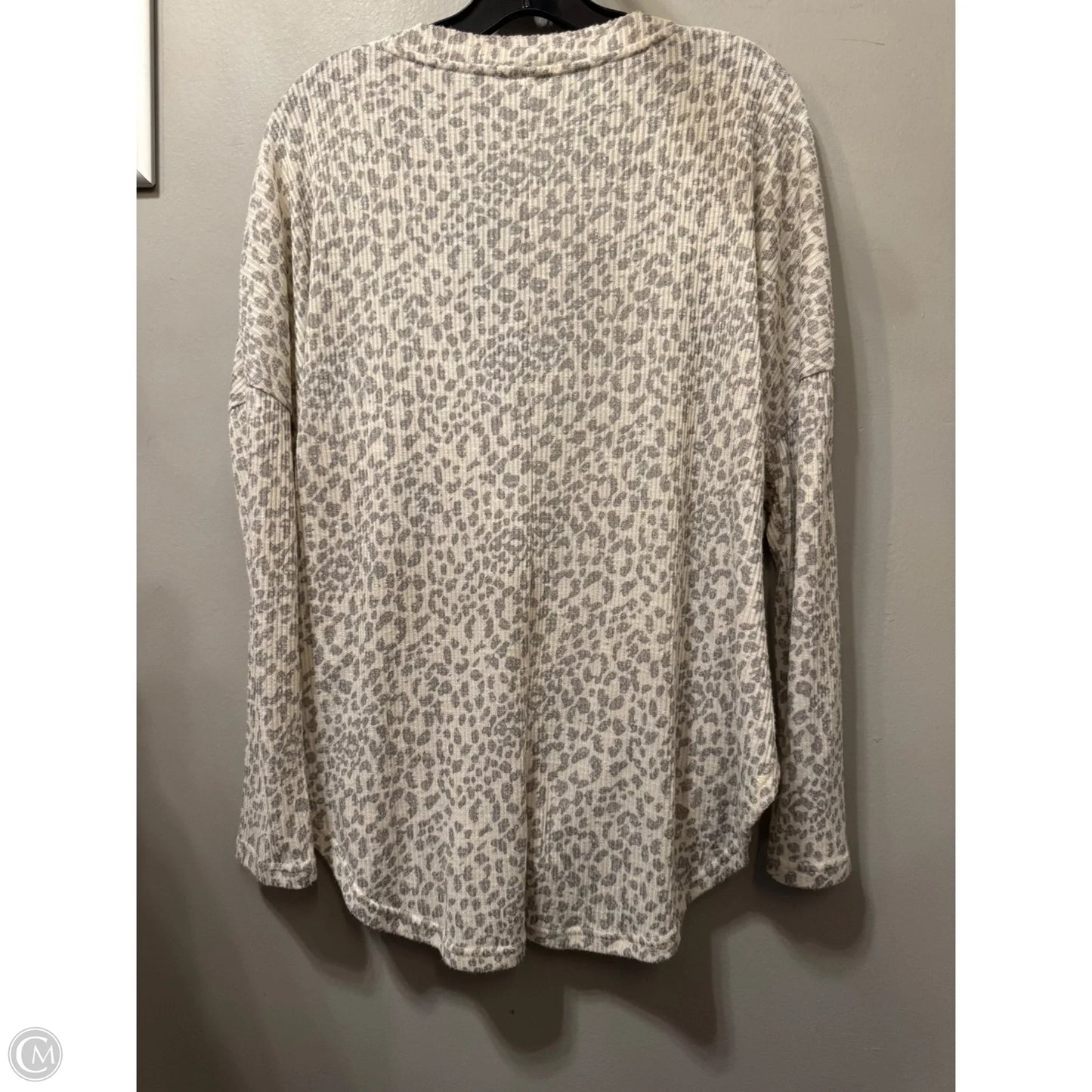 Top Long Sleeve By Z Supply In Grey & White, Size: M