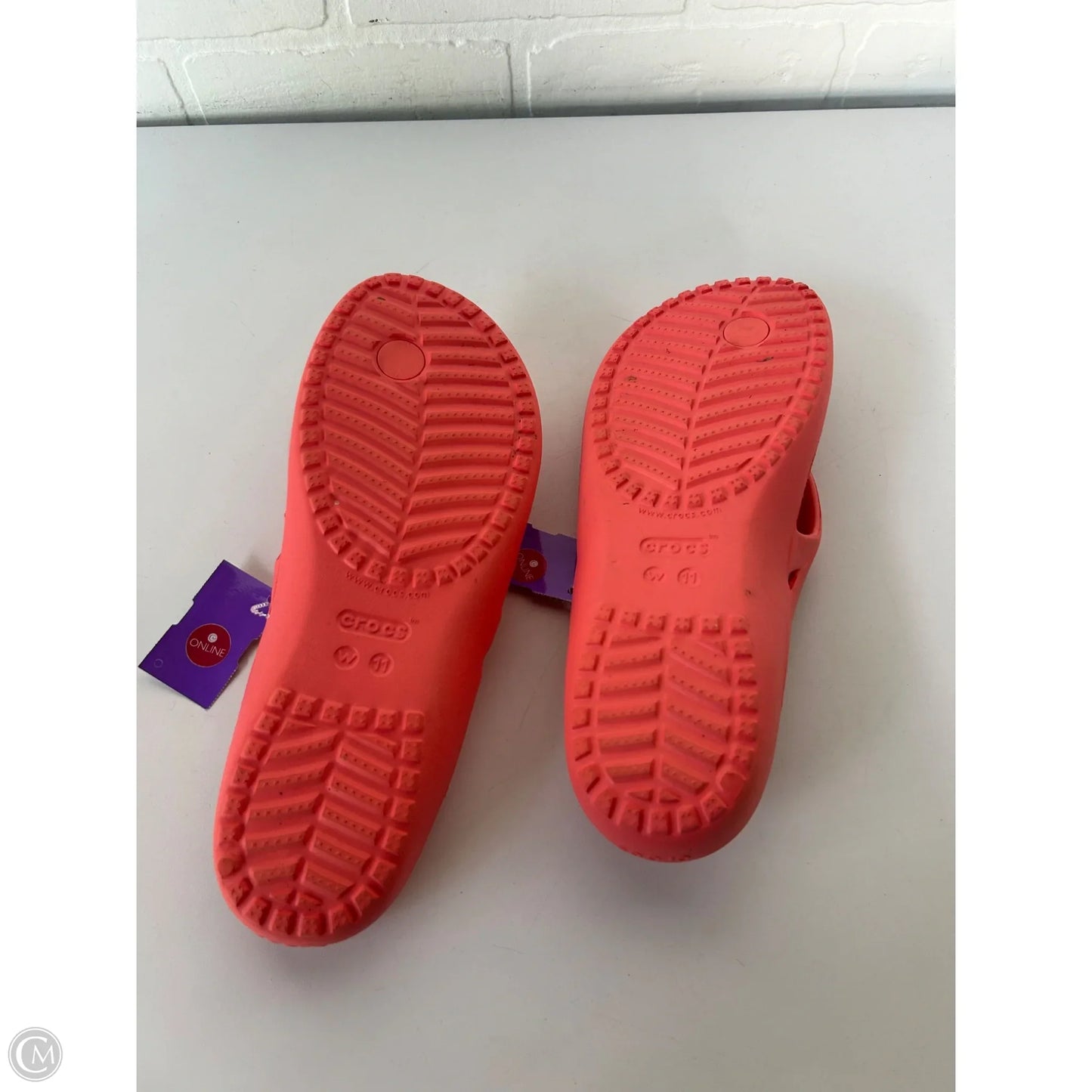 Sandals Flip Flops By Crocs In Orange, Size: 11