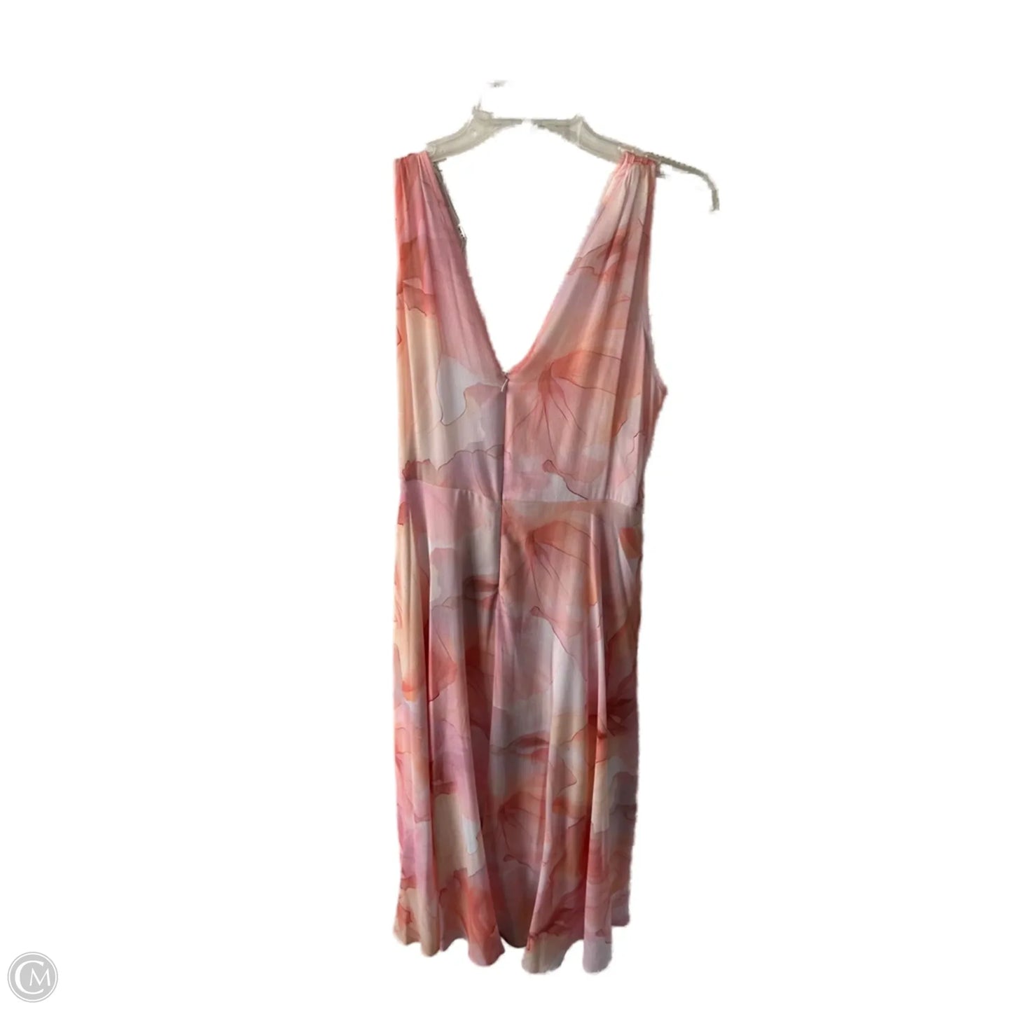 Dress Party Midi By Donna Karan In Orange & Pink, Size: Xl