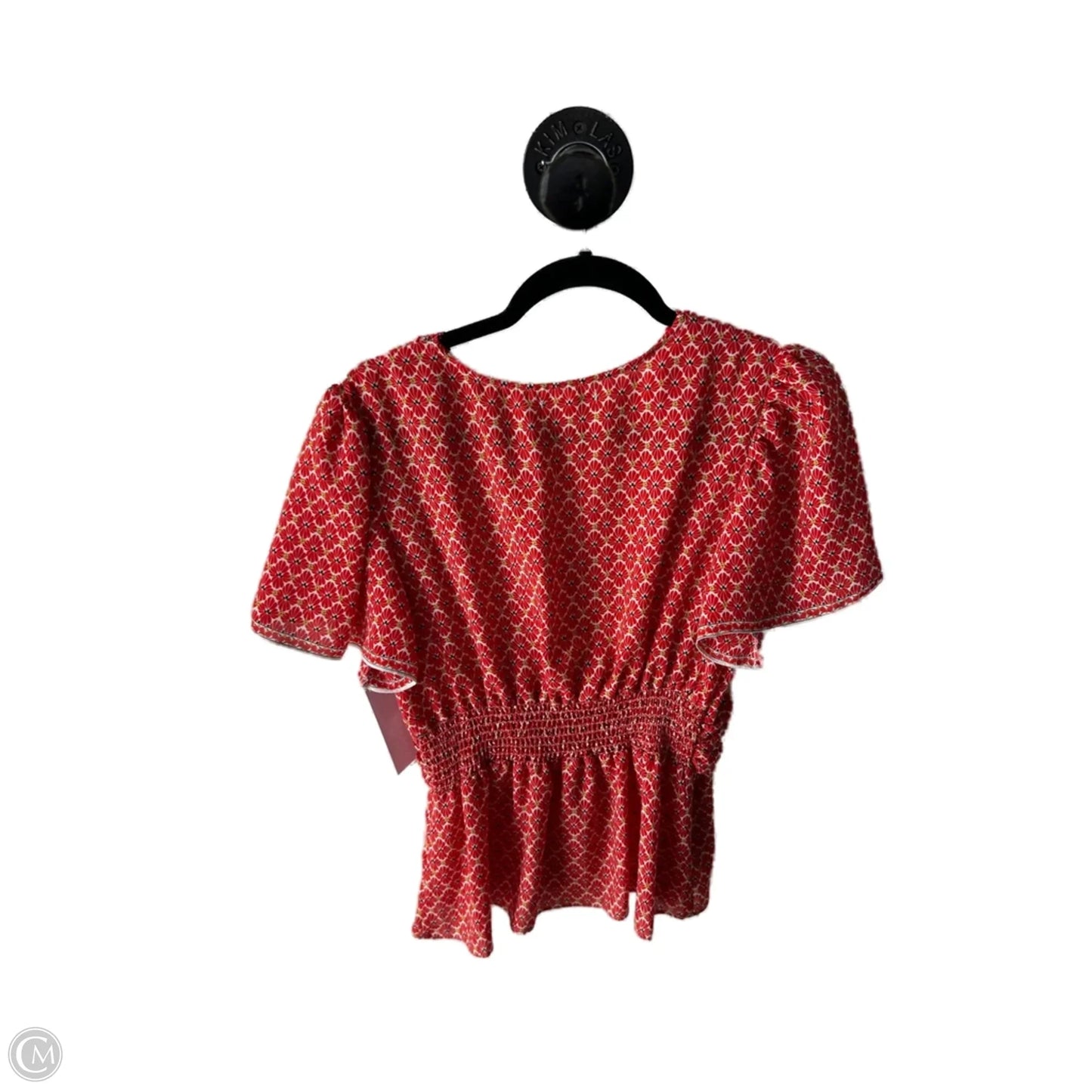 Top Short Sleeve By Max Studio In Red & White, Size: L