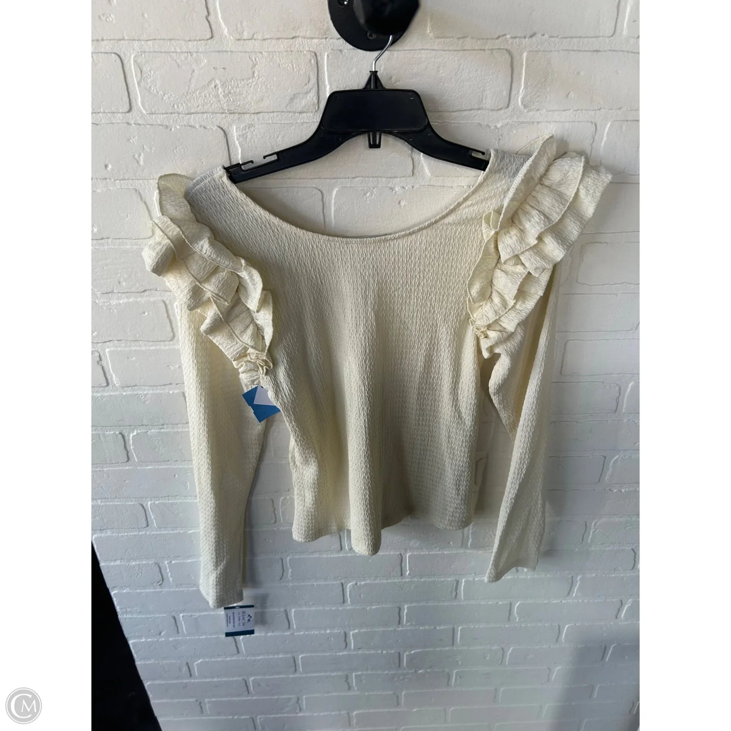 Top Long Sleeve By Easel In Cream, Size: S