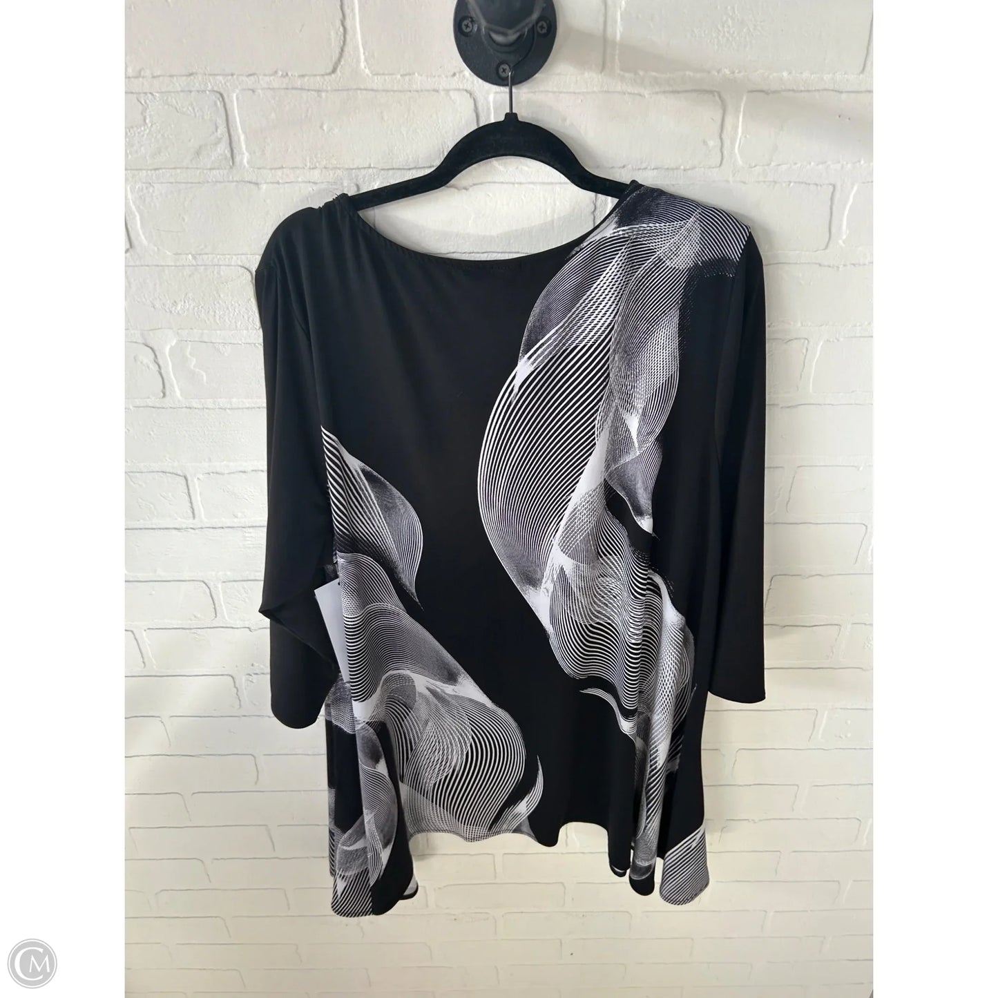 Top 3/4 Sleeve By Alfani In Black & White, Size: 3x