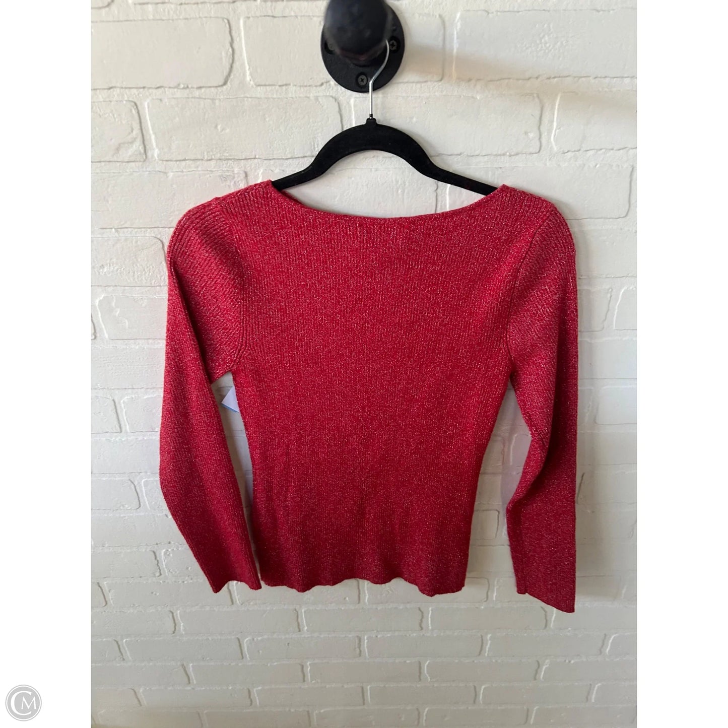 Sweater By Jessica Simpson In Red & Silver, Size: M