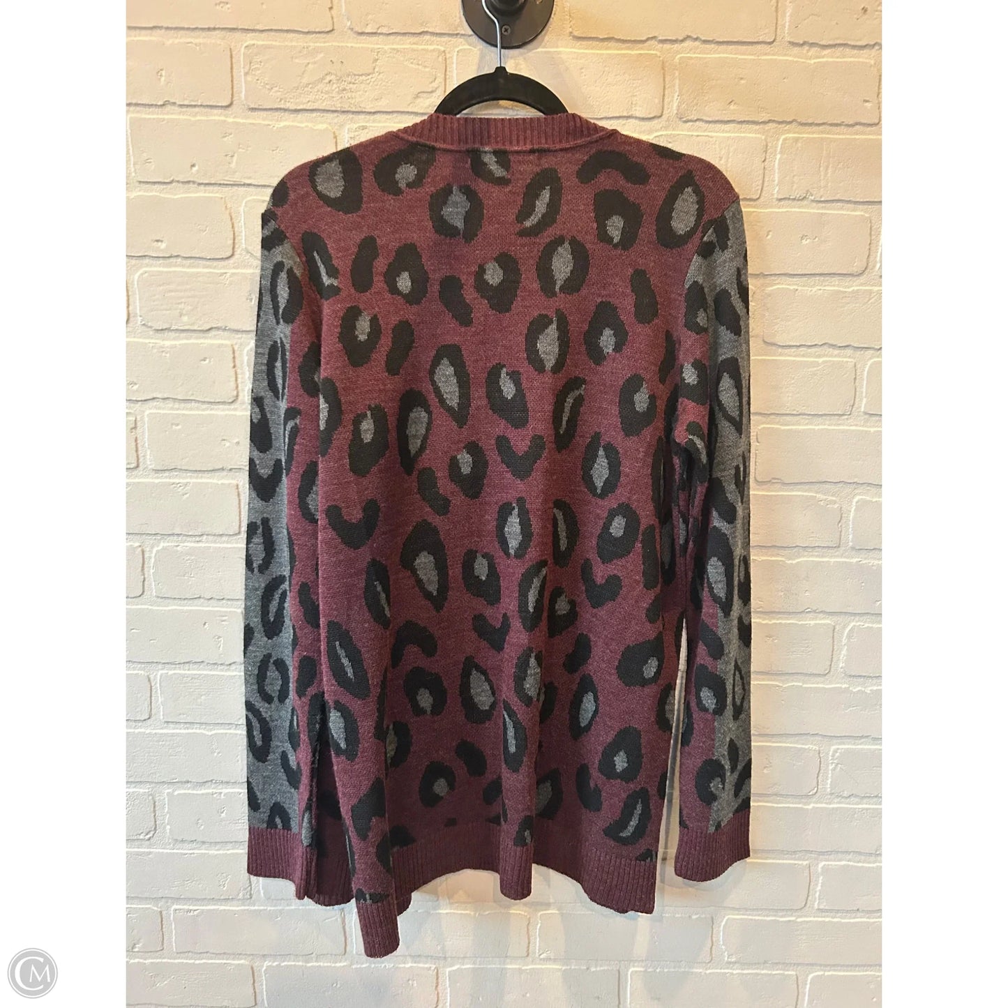 Sweater Cardigan By Apt 9 In Grey & Red, Size: L