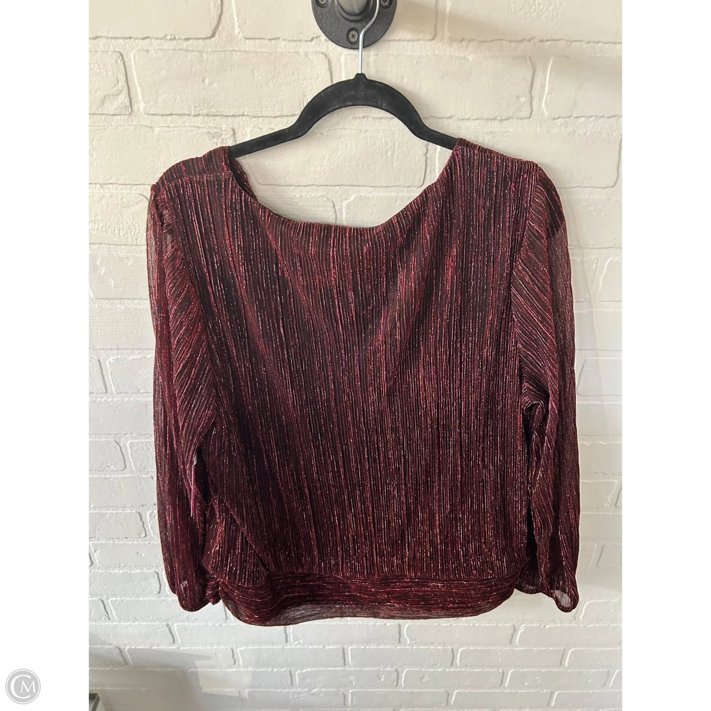 Top Long Sleeve By Agb In Red, Size: 2x