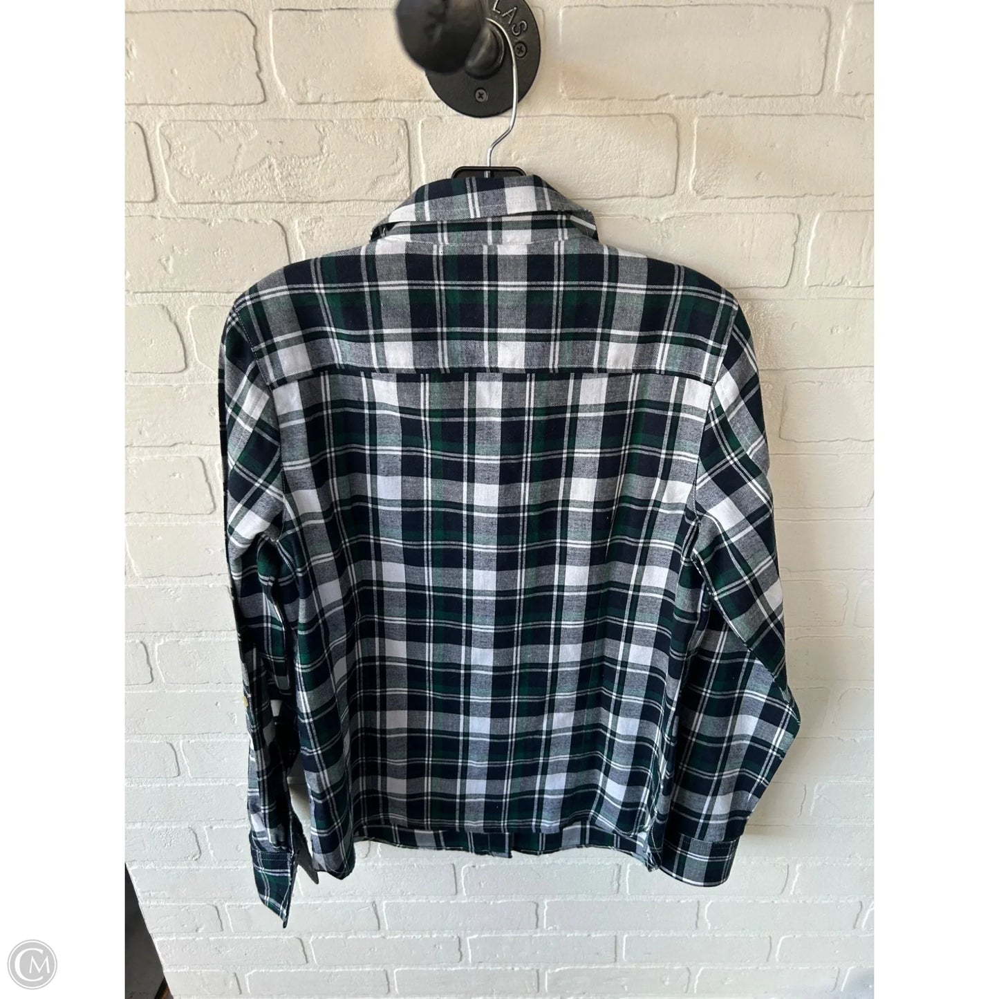 Top Long Sleeve By Tommy Hilfiger In Green & White, Size: S